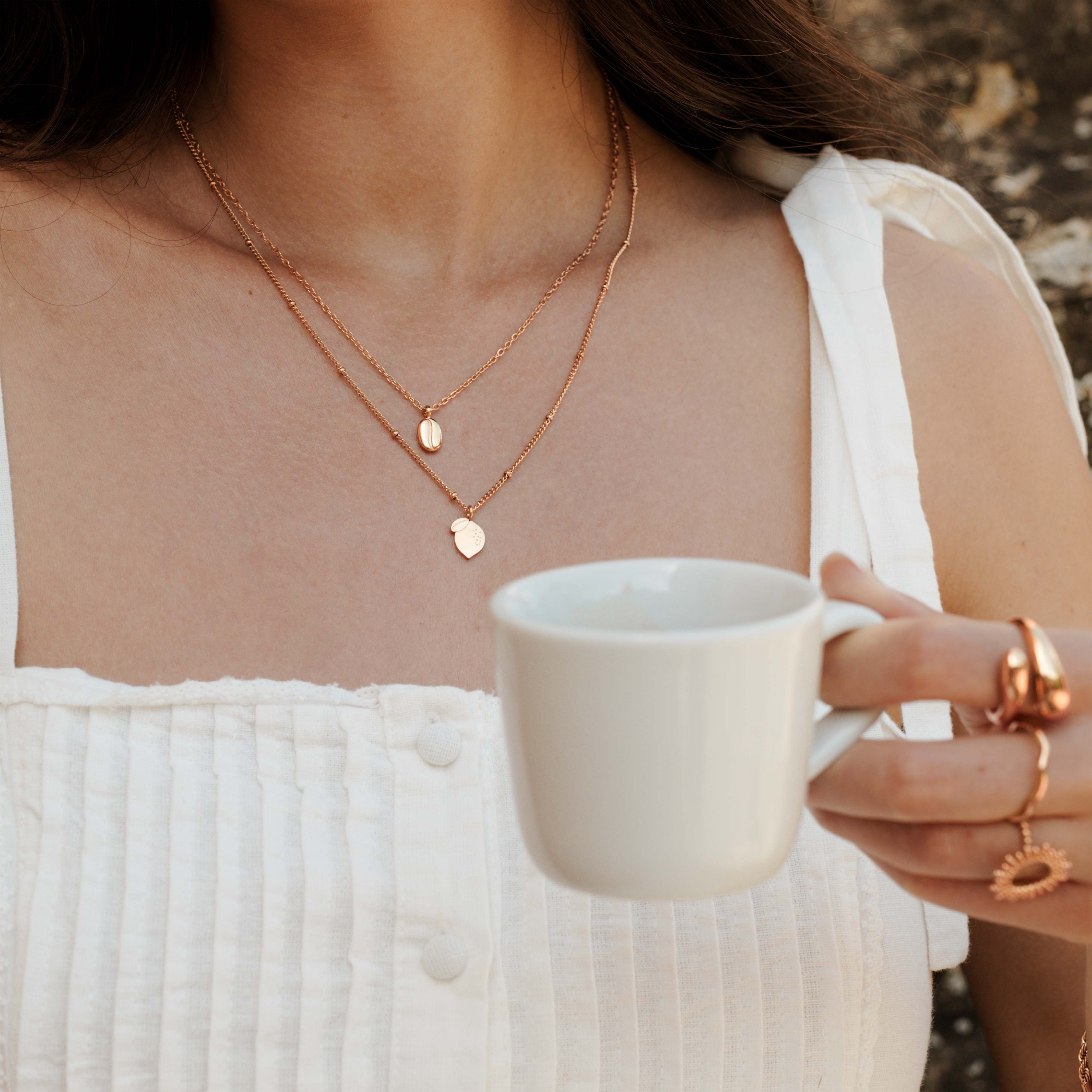 Golden Bean Necklace Rose Gold - Image 2