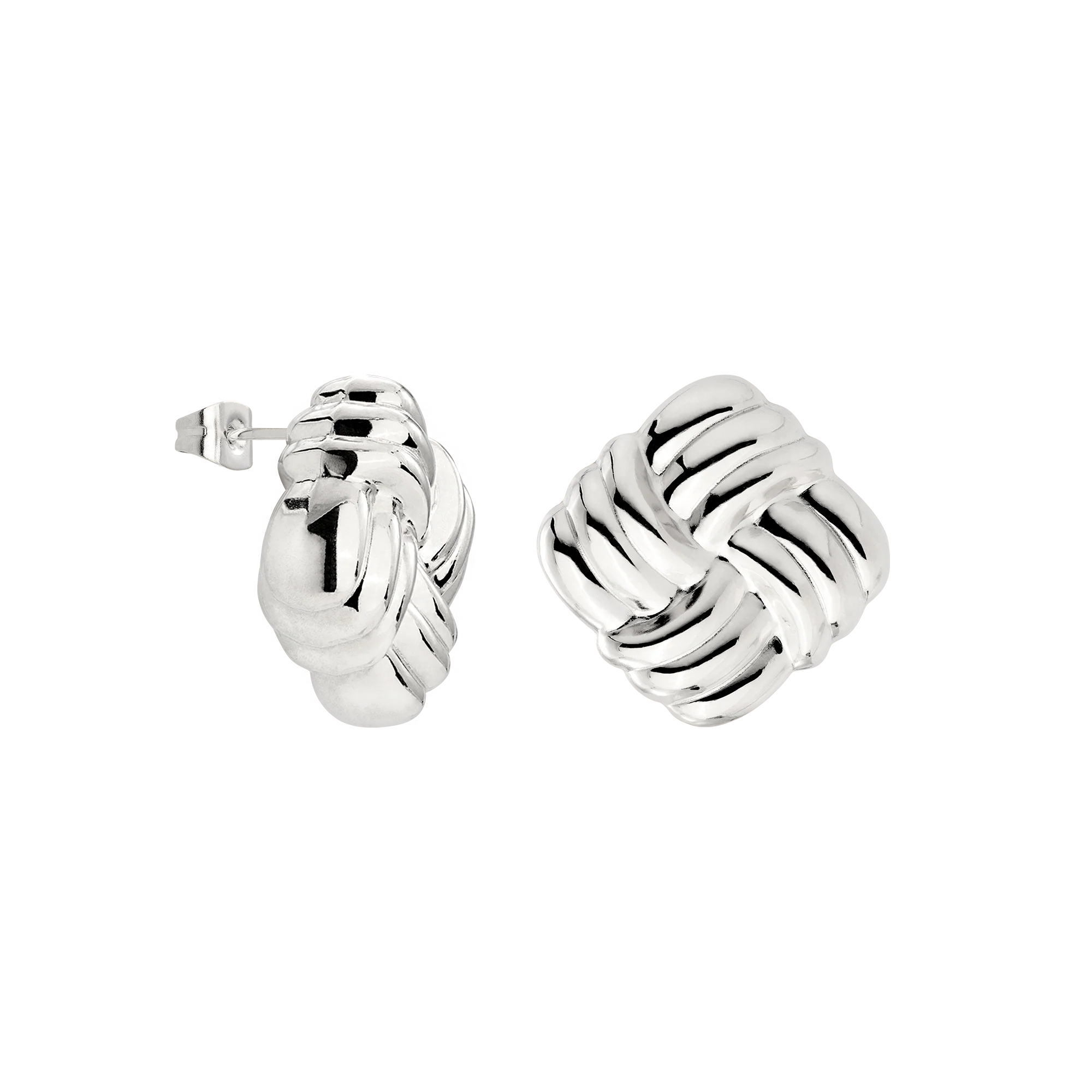 Granny Button Studs Large Silver