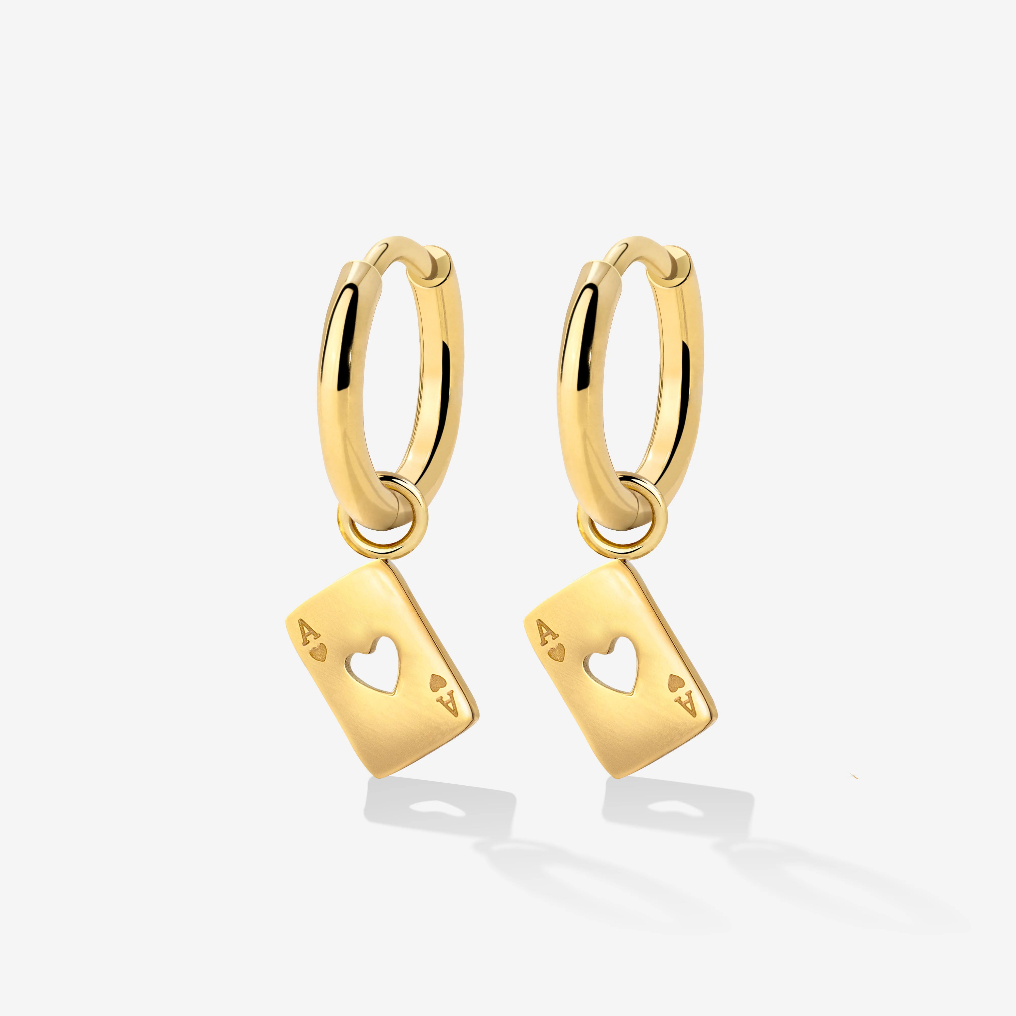Heart Ace Hoop Set Small Gold