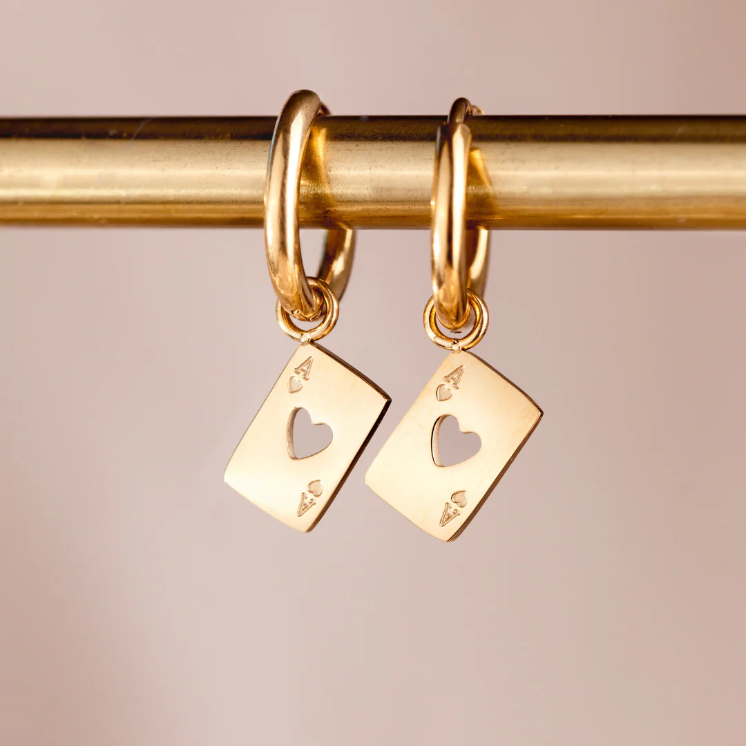Heart Ace Hoop Set Small Gold - Image 3