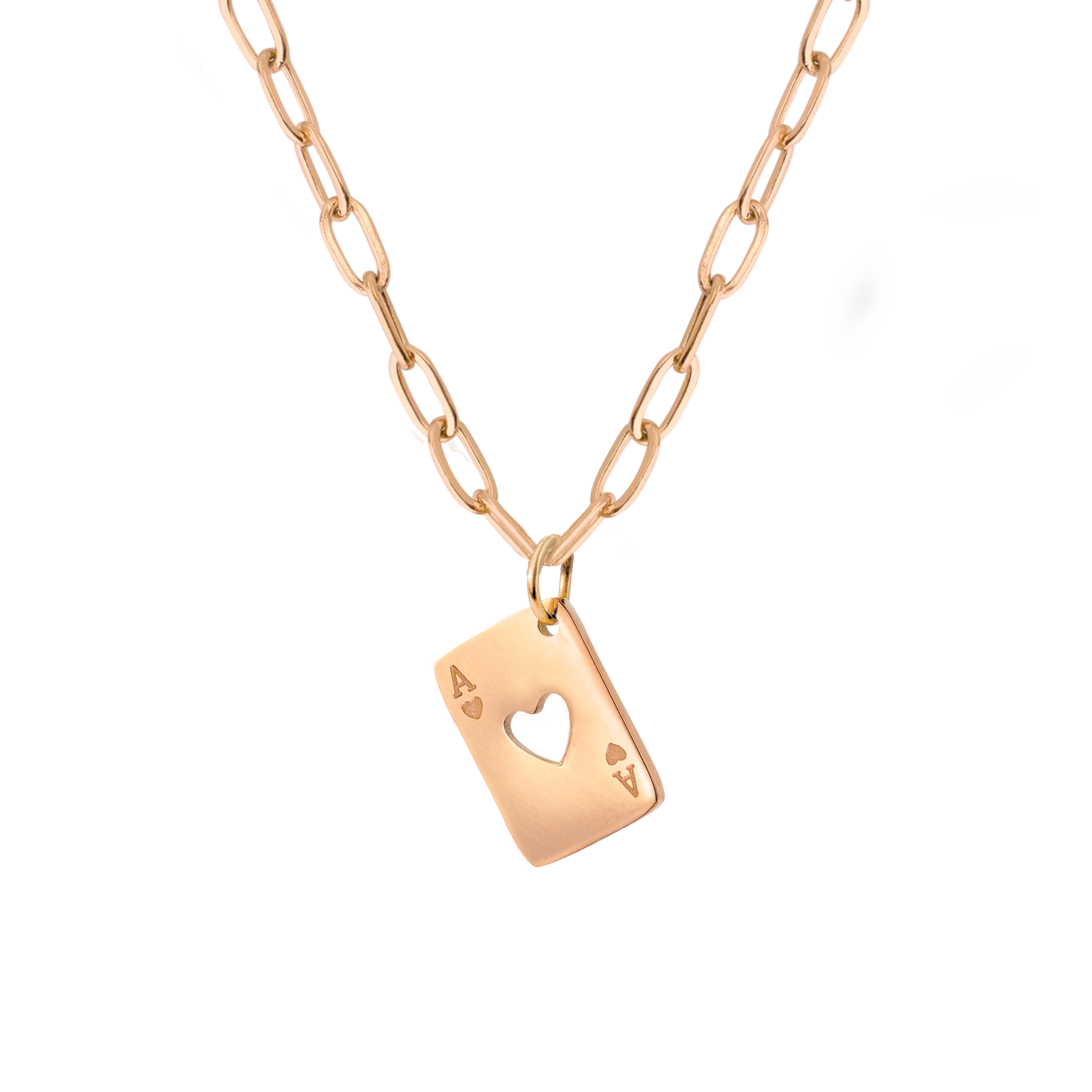 Heart Ace Necklace Rose Gold