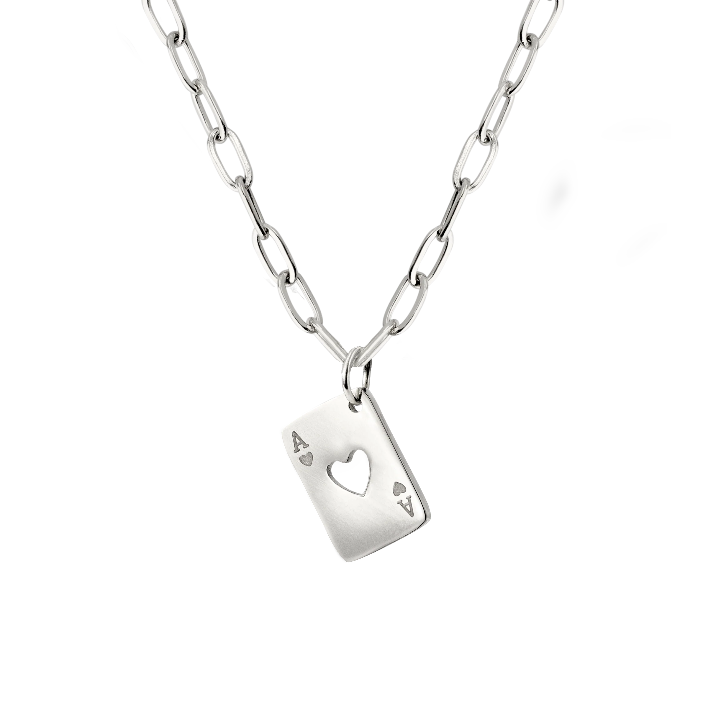 Heart Ace Necklace Silver