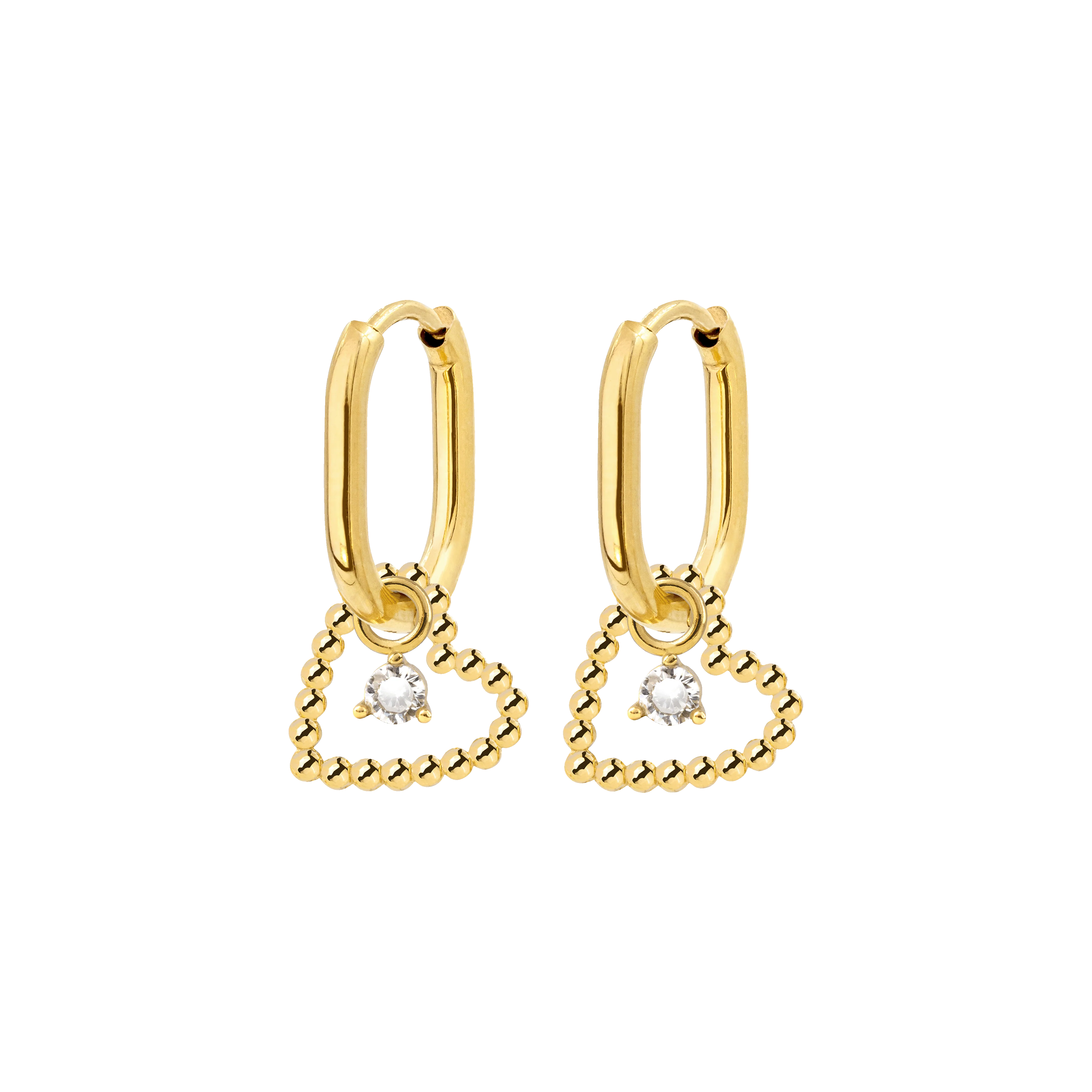 Heart of Gold Oval Hoop Set Baby Gold