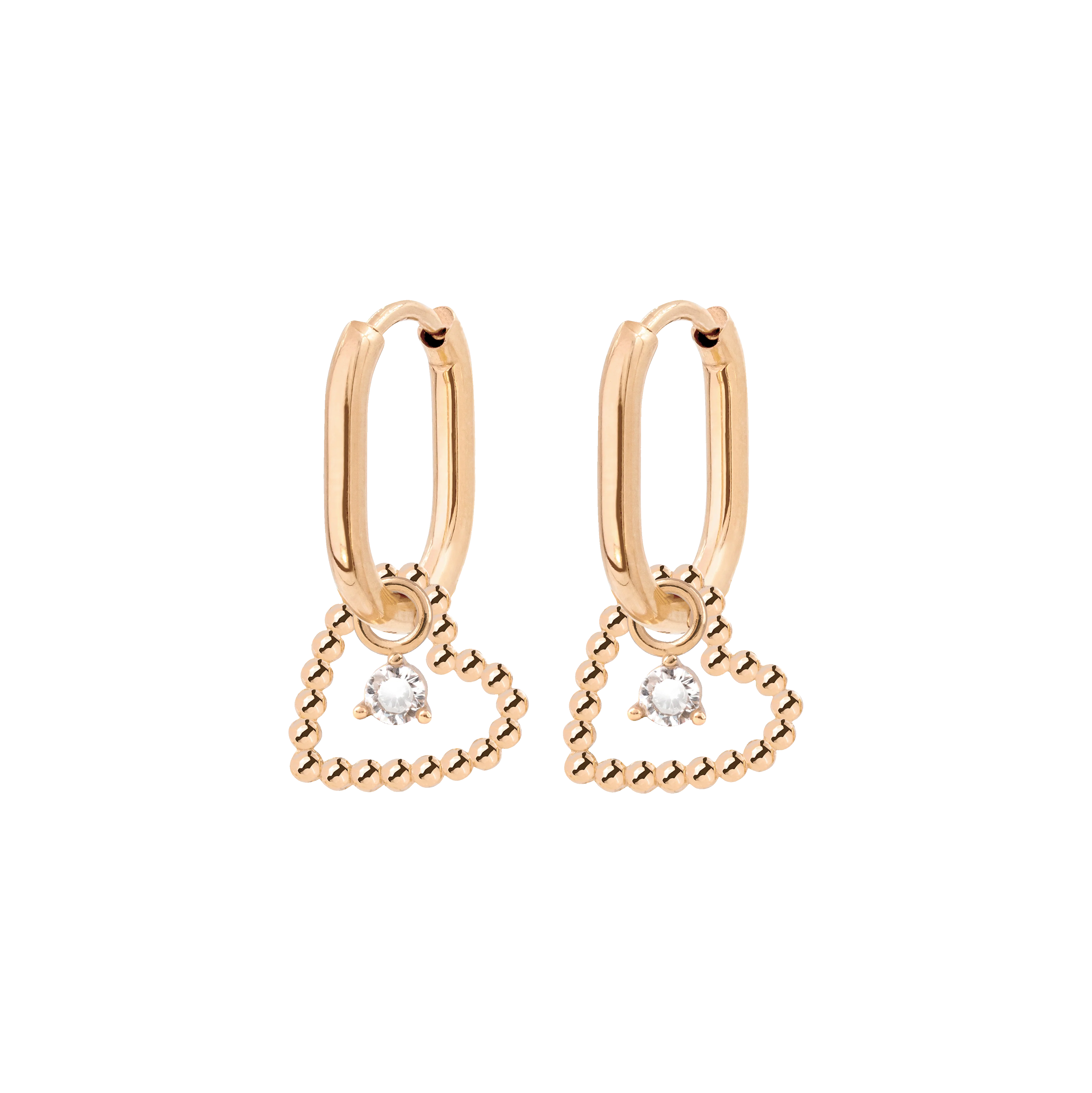 Heart of Gold Oval Hoop Set Baby Rose Gold