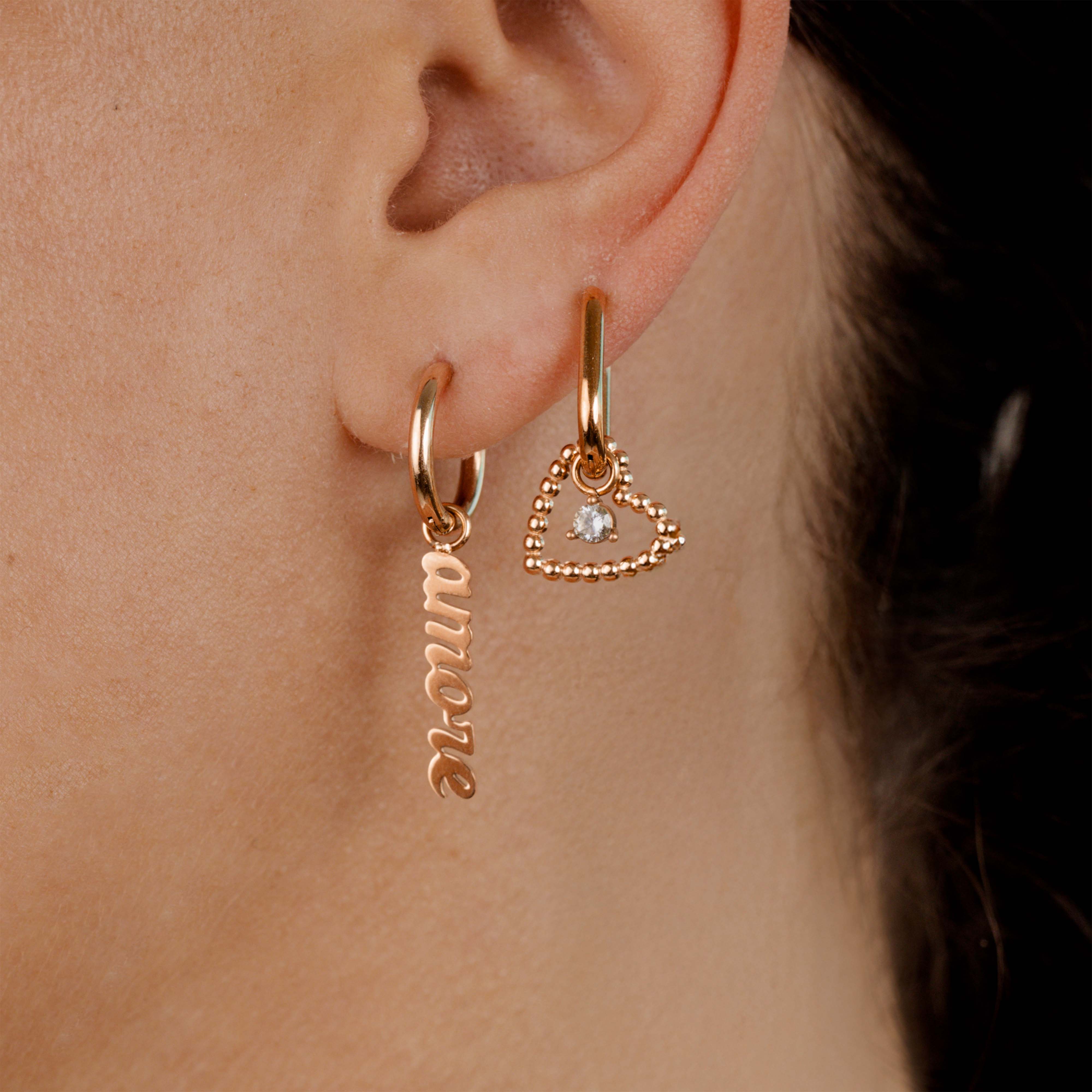 Heart of Gold Oval Hoop Set Baby Rose Gold - Image 2