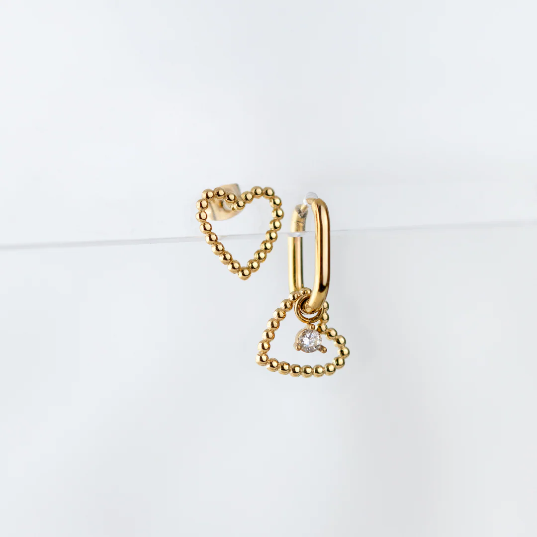 Heart of Gold Oval Hoop Set Baby Rose Gold - Image 3