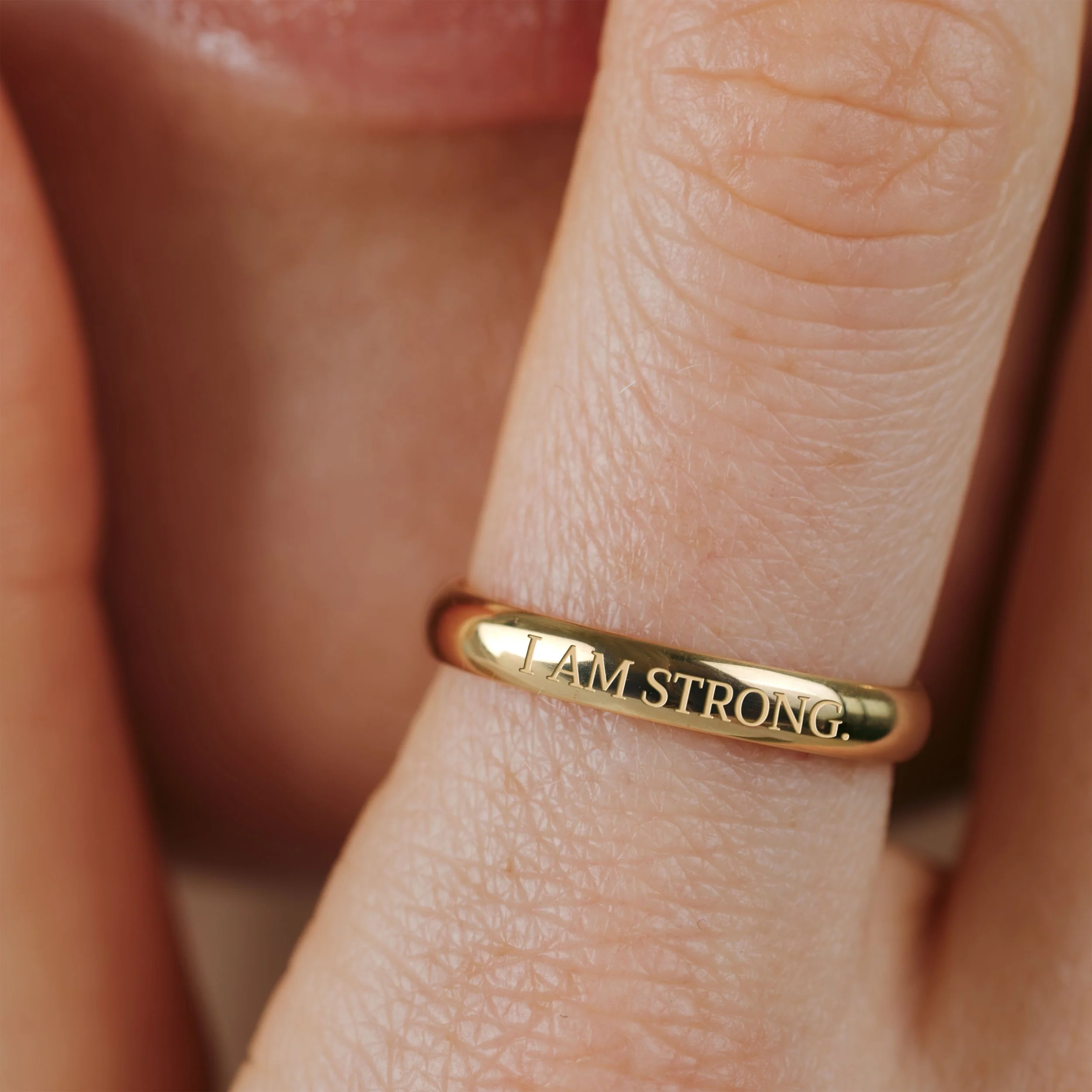 I am strong Ring Stud Earrings Gold - Image 2