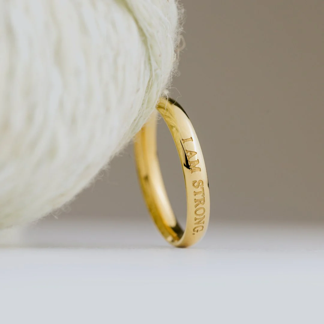 I am strong Ring Stud Earrings Gold - Image 5