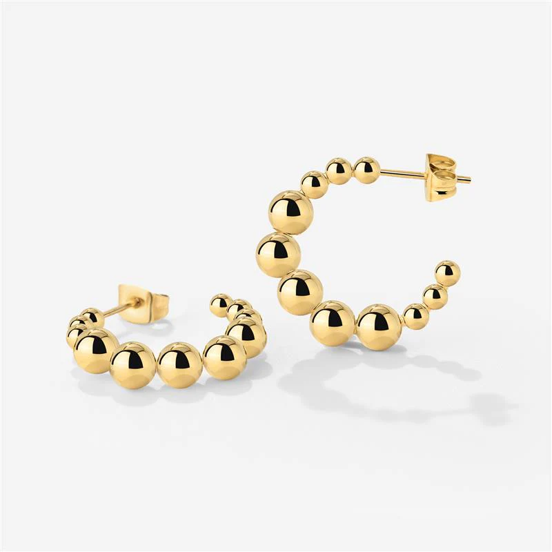 Infinite Beads Hoop Studs Gold - Image 5