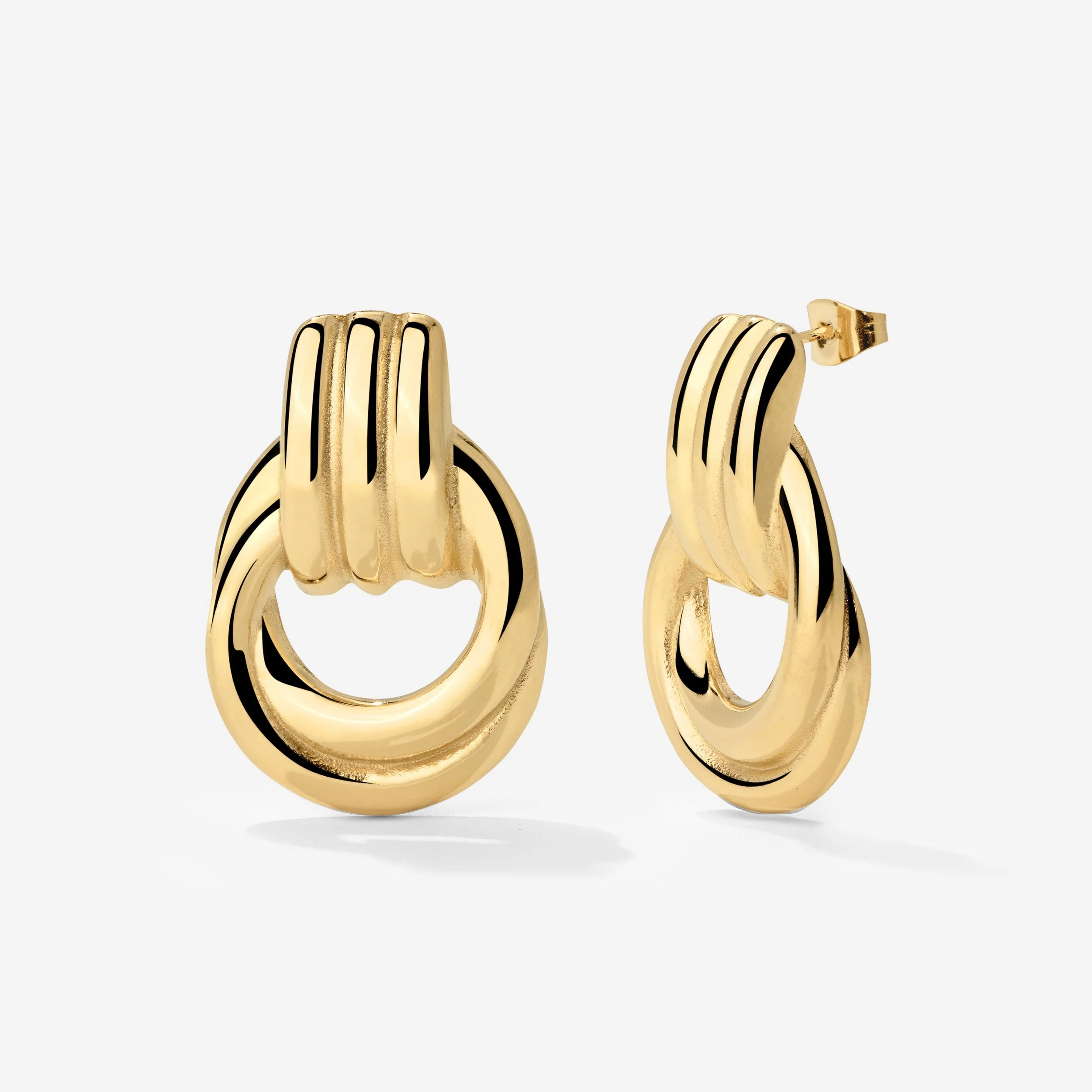 Infinity Loop Hoops Stud Earrings Gold