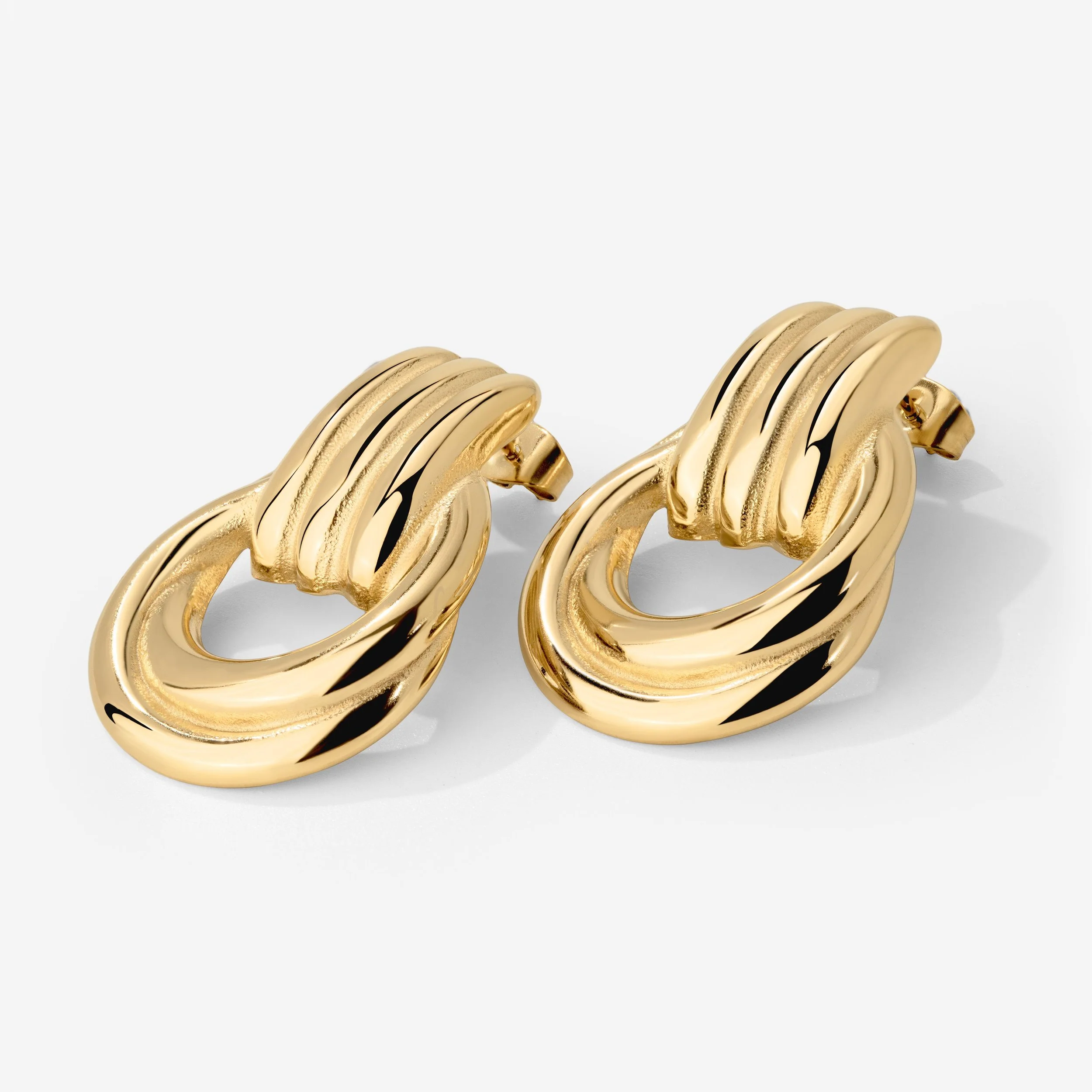 Infinity Loop Hoops Stud Earrings Gold - Image 4