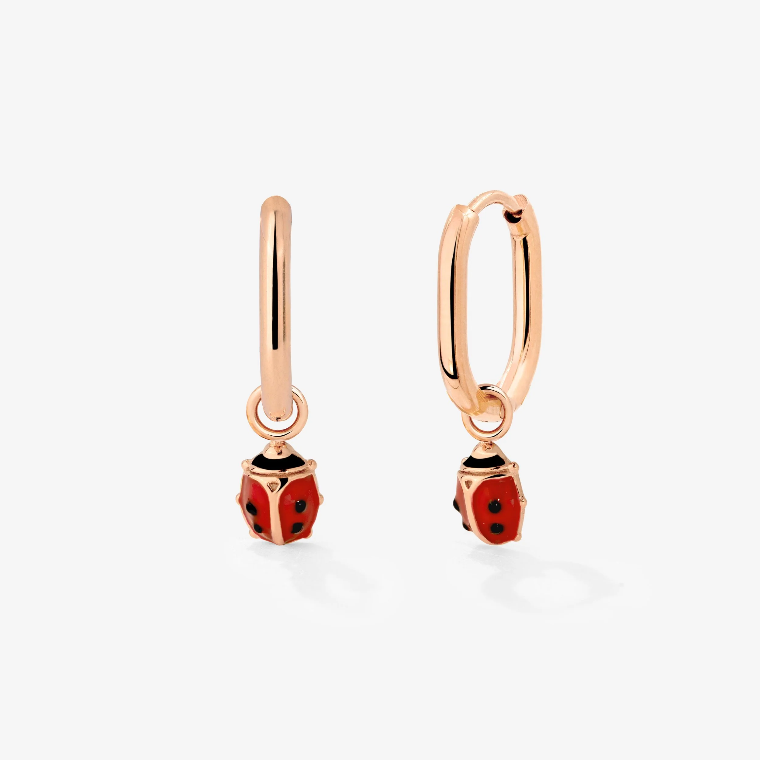 Ladybug Oval Hoop Set Baby Rose Gold