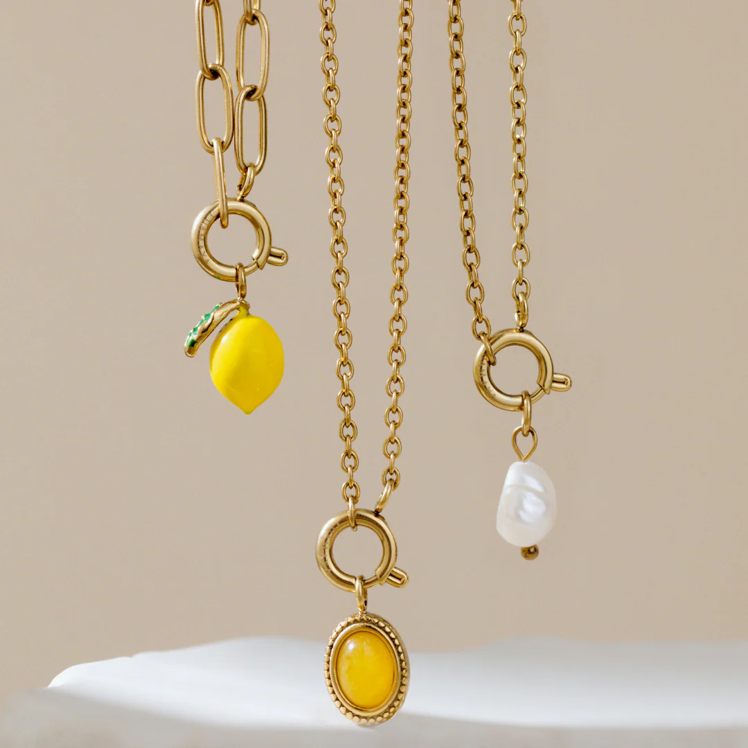 Lemony Oval Links Necklace Set Gold - Image 4
