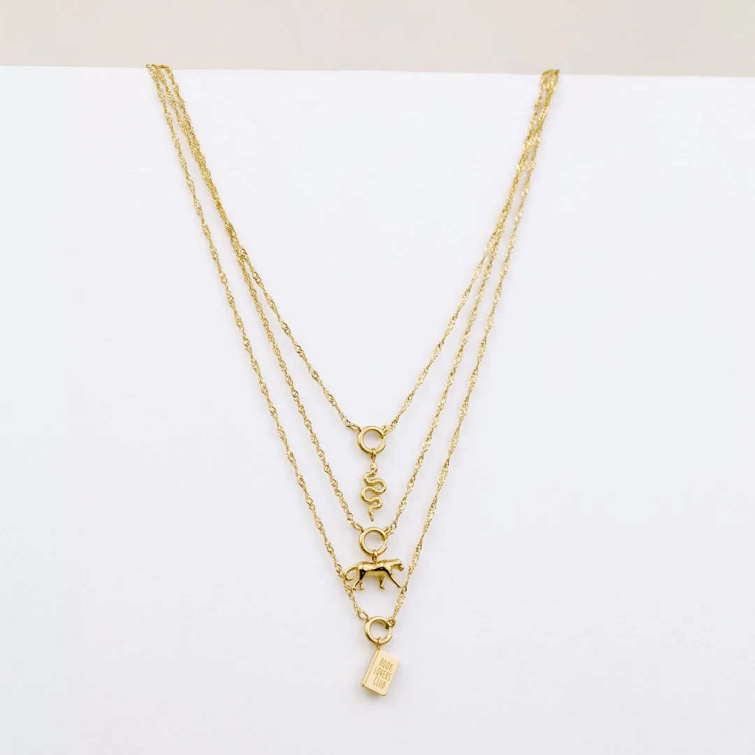 Leopard Singapore Chain Necklace Set Stud Earrings Gold - Image 5