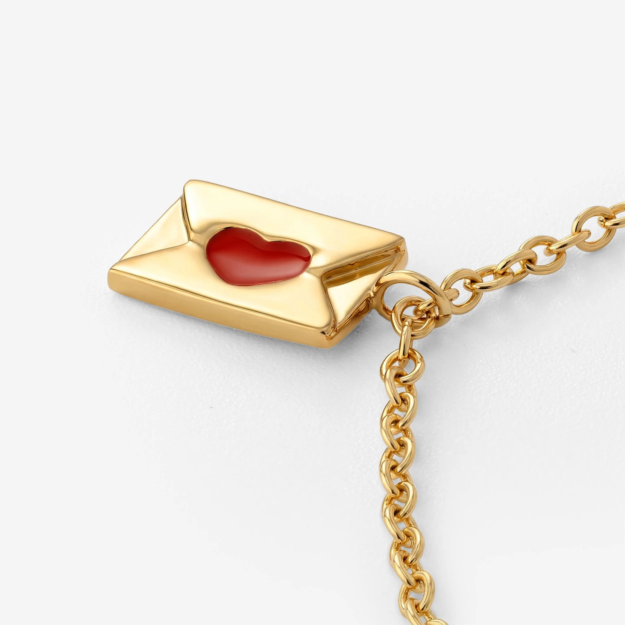 Love Letter Necklace Stud Earrings Gold - Image 3