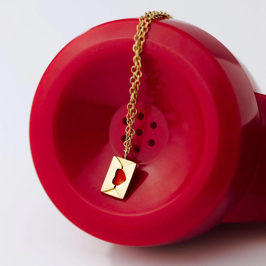 Love Letter Necklace Stud Earrings Gold - Image 4
