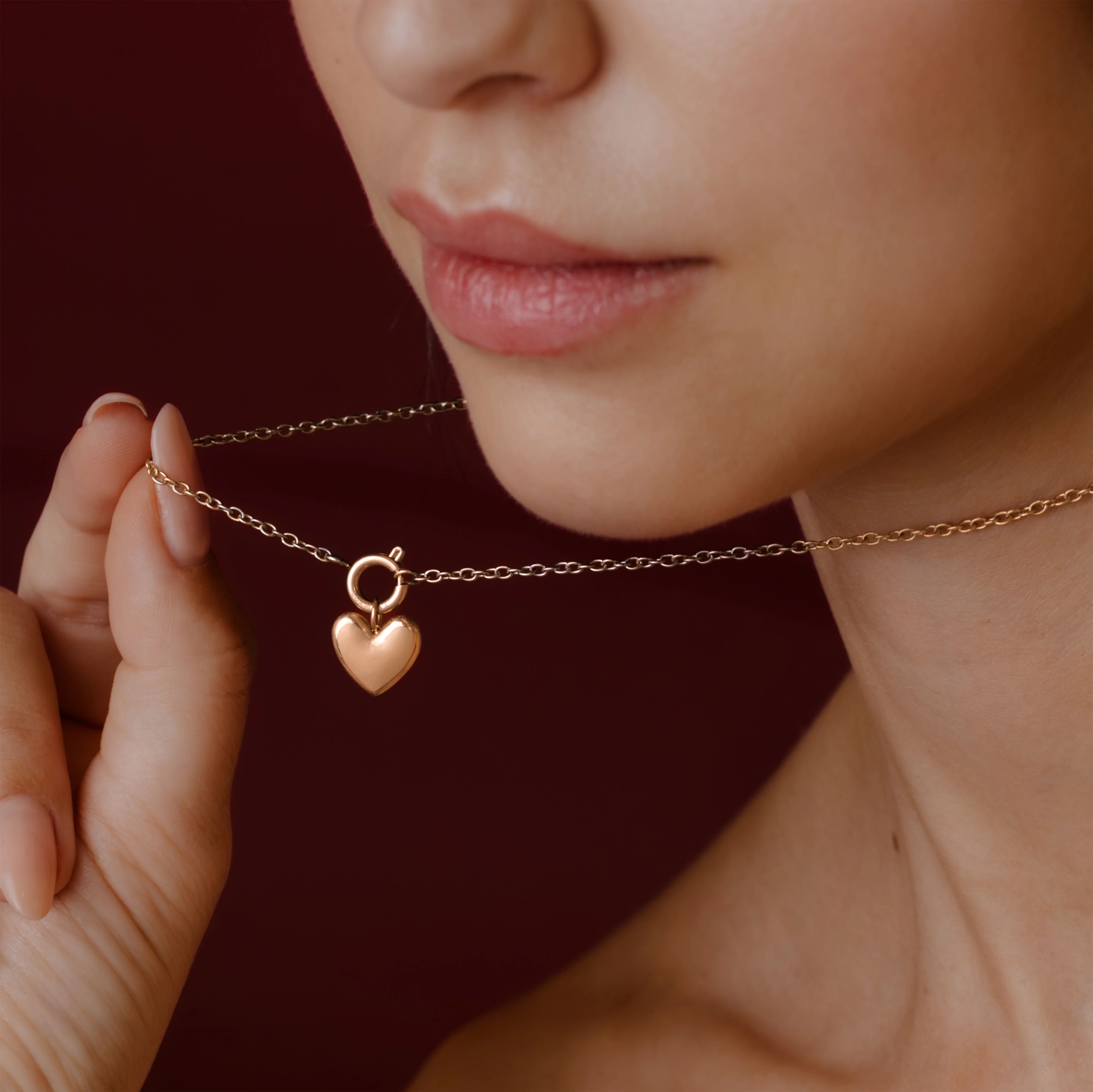 Lovely Heart Classic Chain Necklace Set Rose Gold - Image 5