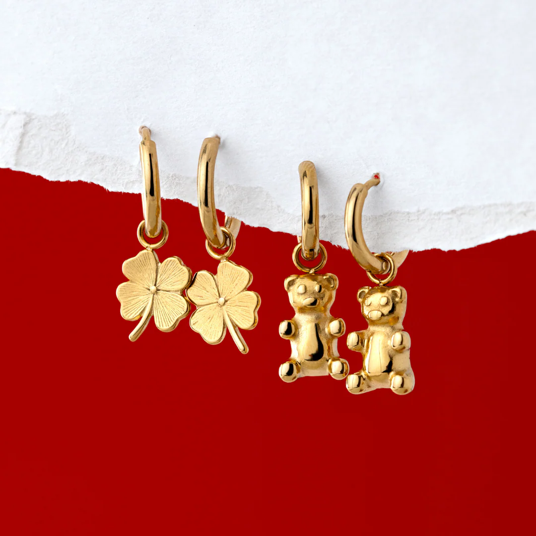 Lucky Clover Hoop Set Small Rose Gold - Image 3