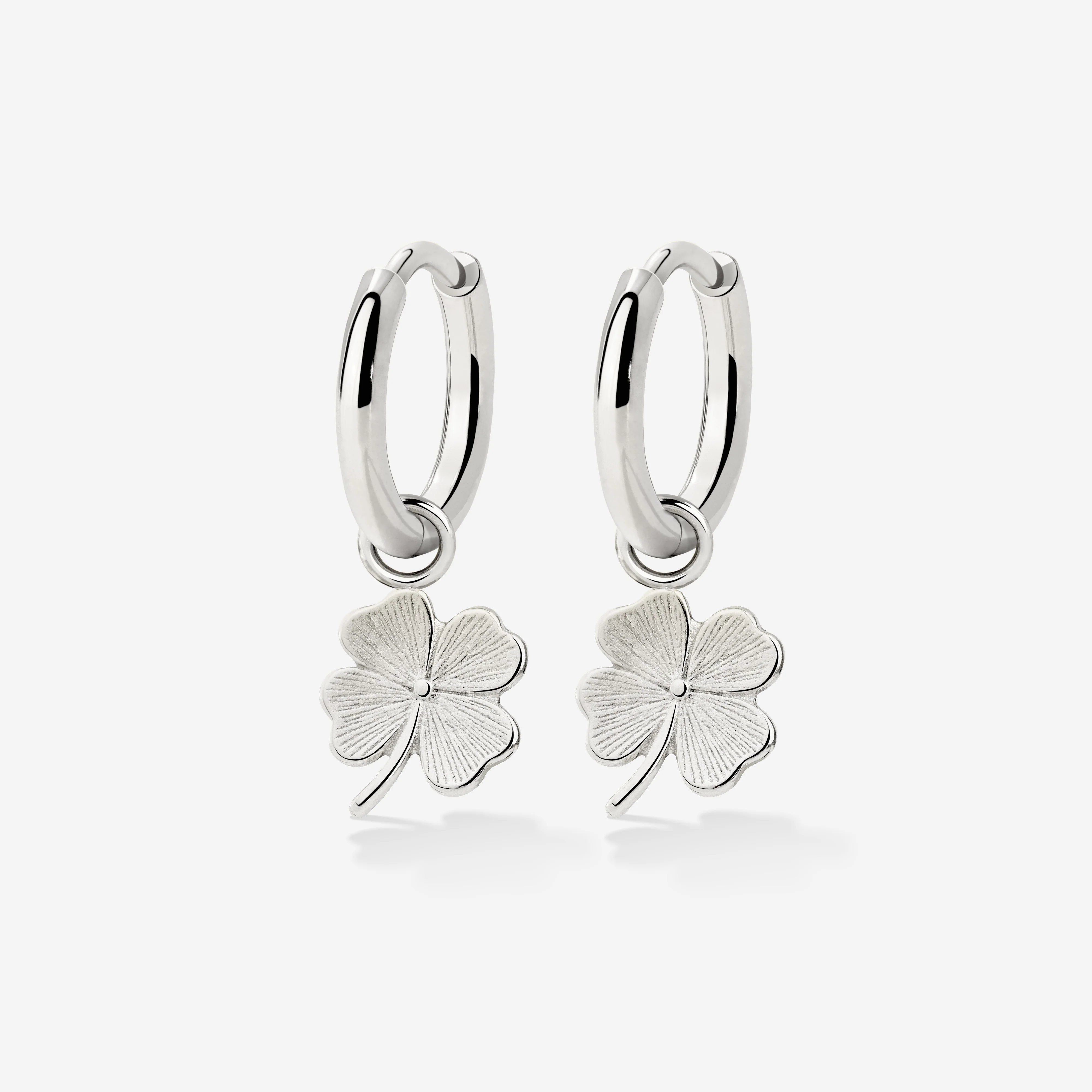 Lucky Clover Hoop Set Small Silver