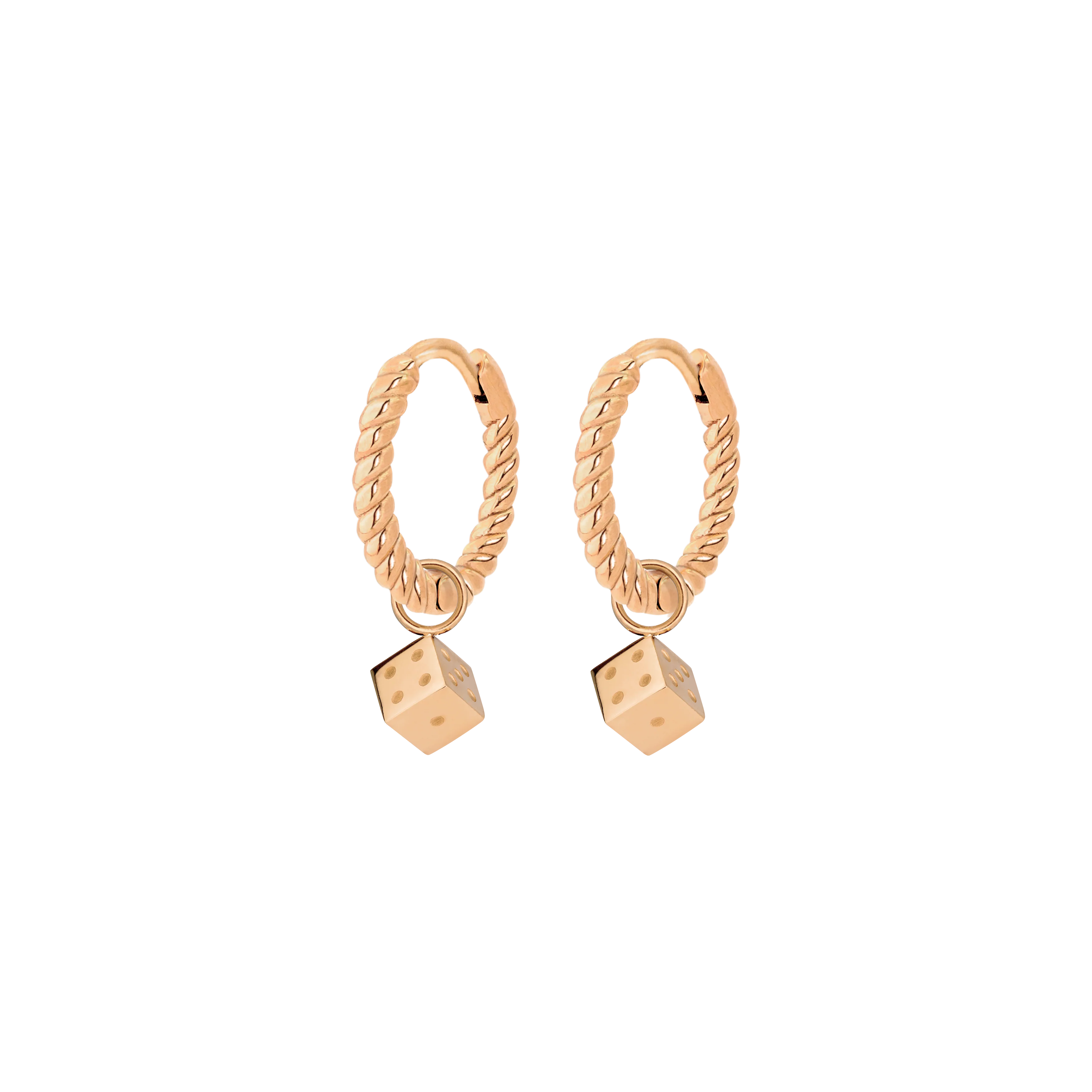Lucky Dice Twisted Hoop Set Baby Rose Gold