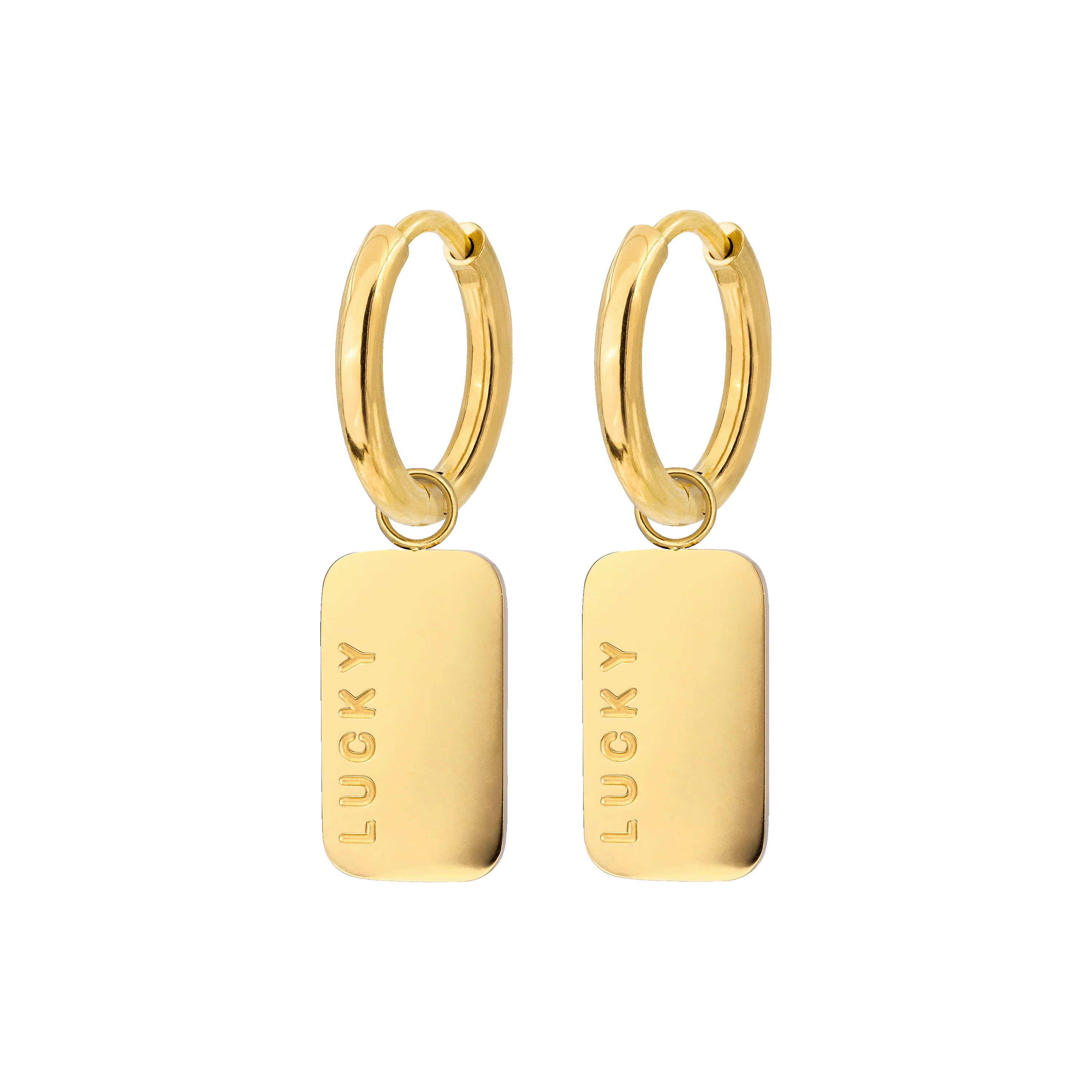 Lucky Pendant Hoop Set Small Gold