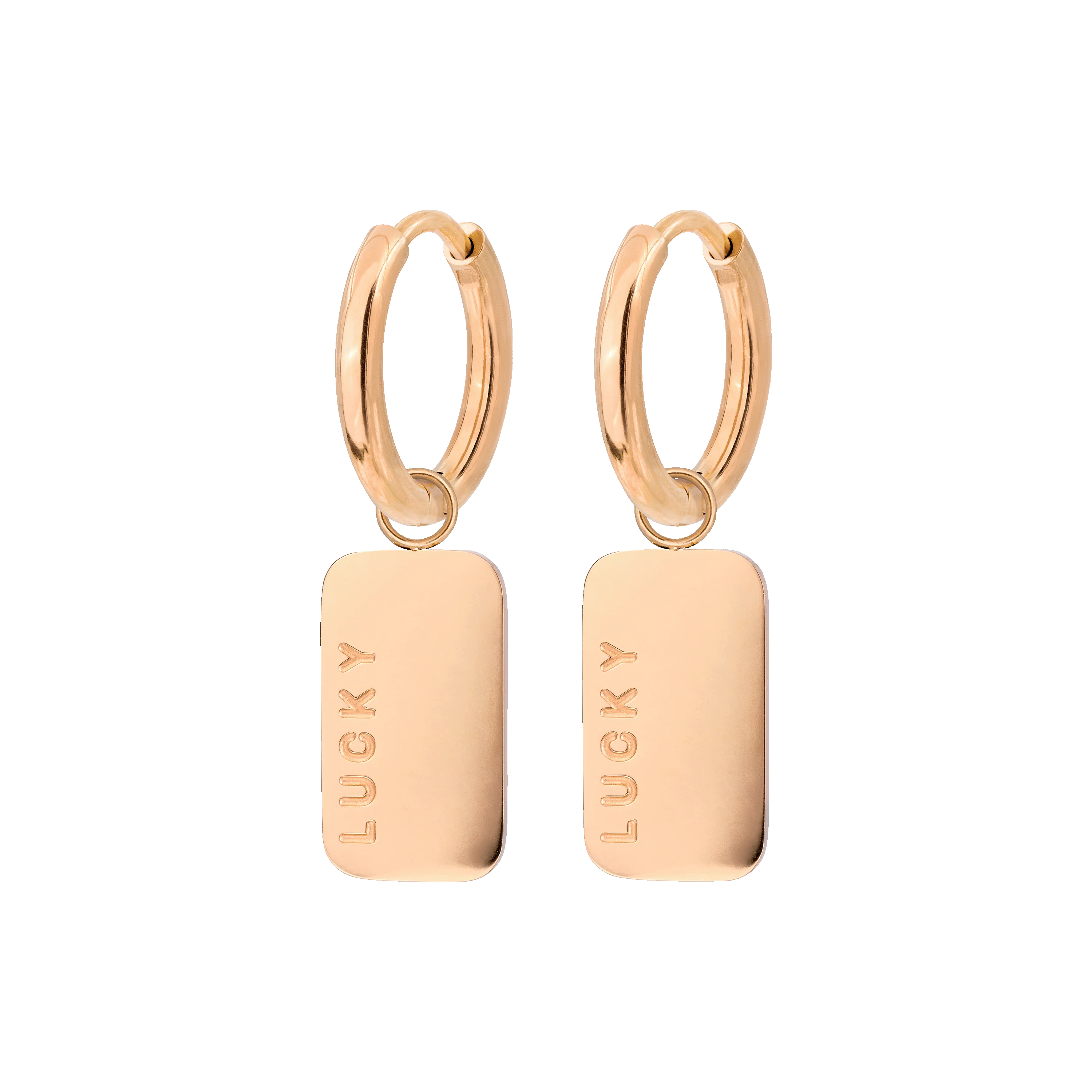 Lucky Pendant Hoop Set Small Rose Gold
