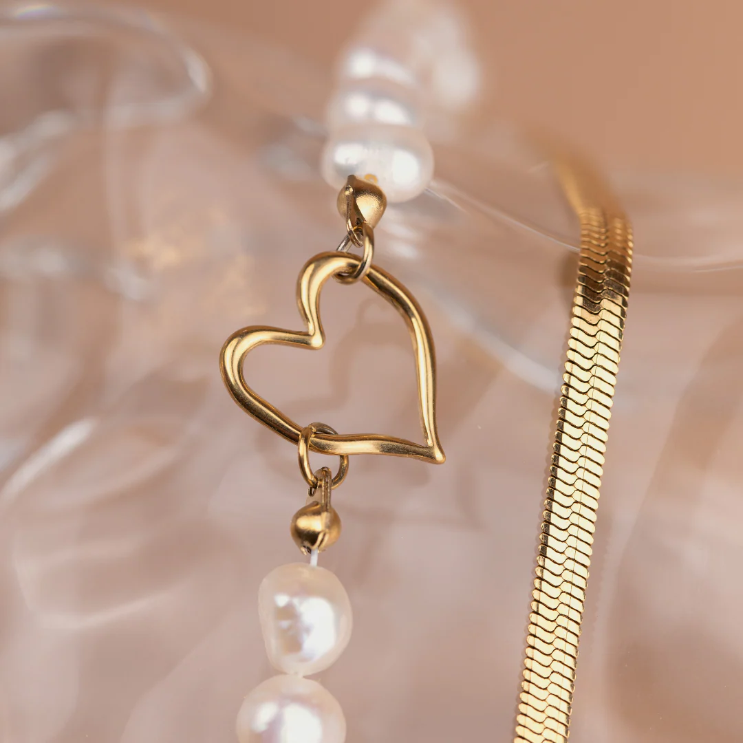 Melting Heart Pearl Bracelet Rose Gold - Image 4