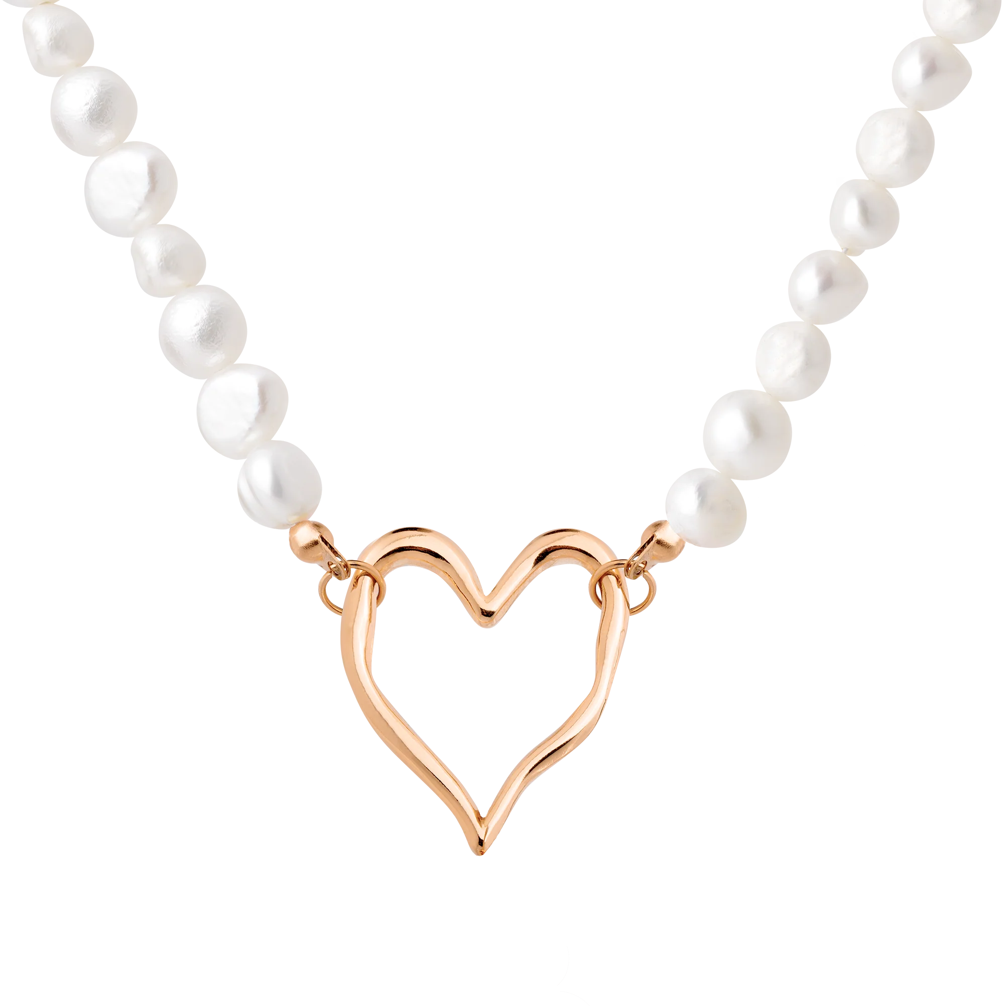 Melting Heart Pearl Necklace Rose Gold