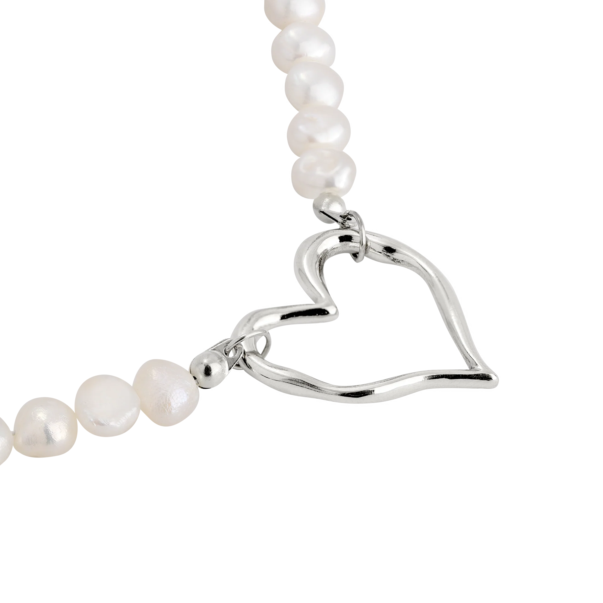 Melting Heart Pearl Necklace Silver - Image 3