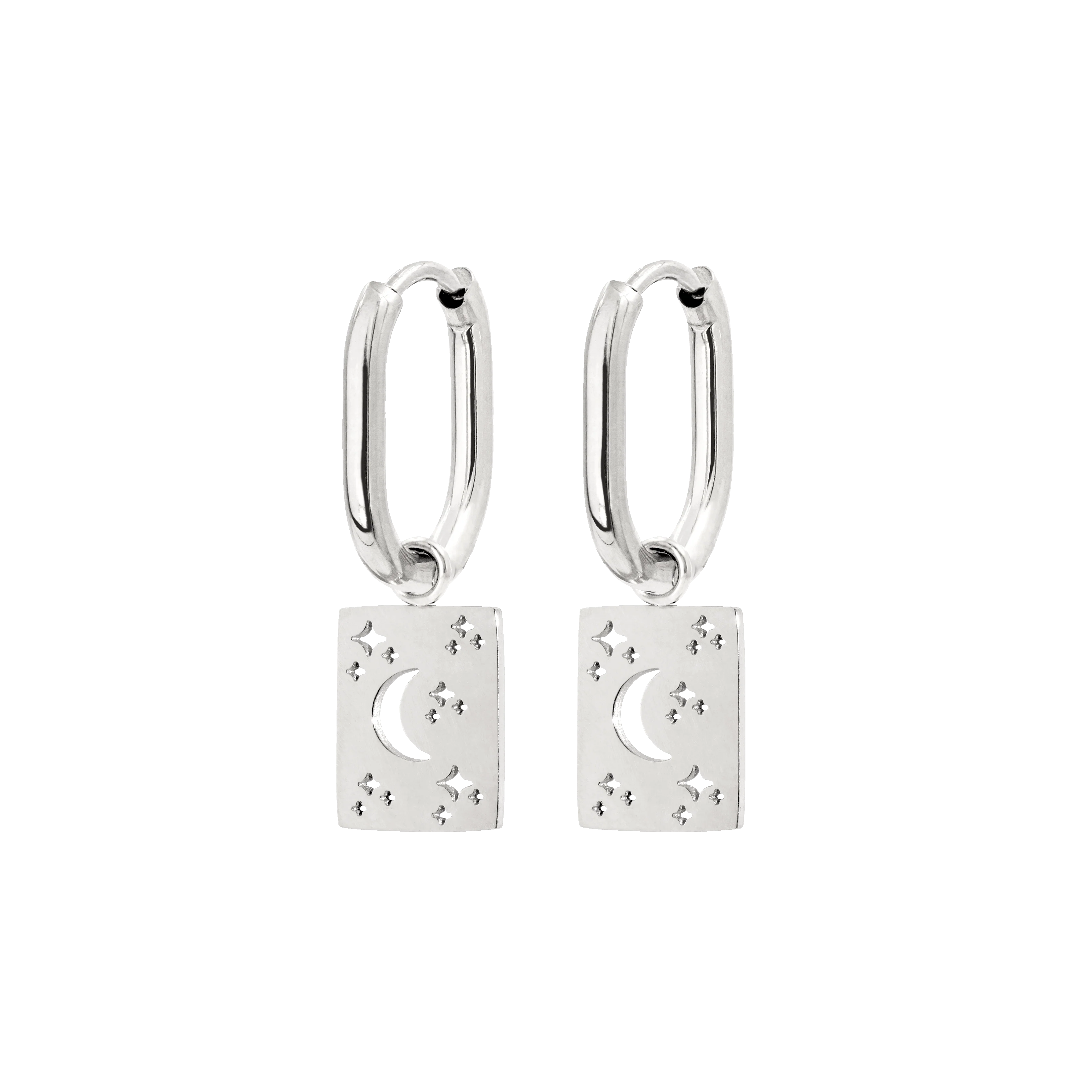 Midnight Lover Oval Hoops Baby Silver
