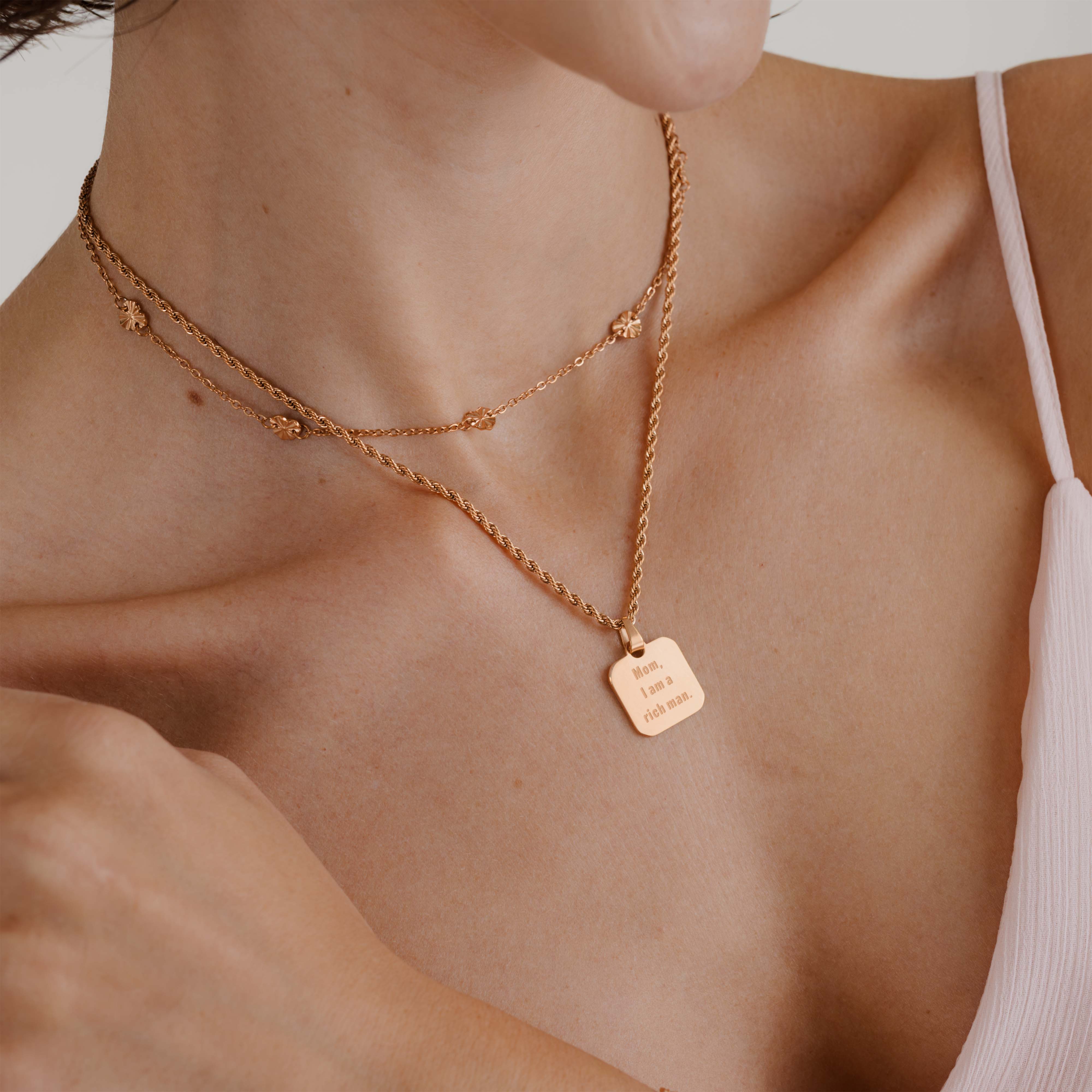 Mom, I am a rich man Necklace Rose Gold - Image 2