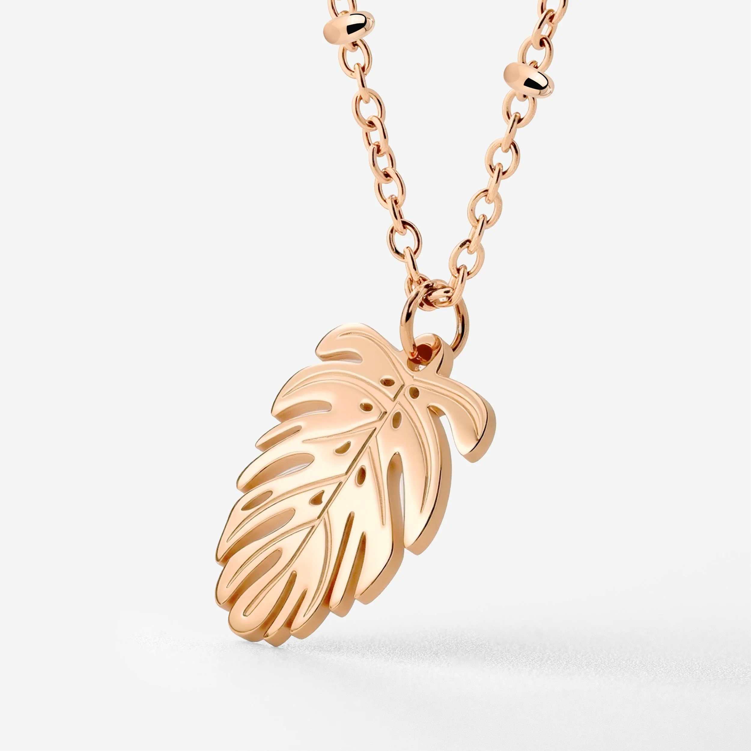 Monstera Leaf Necklace Rose Gold - Image 3