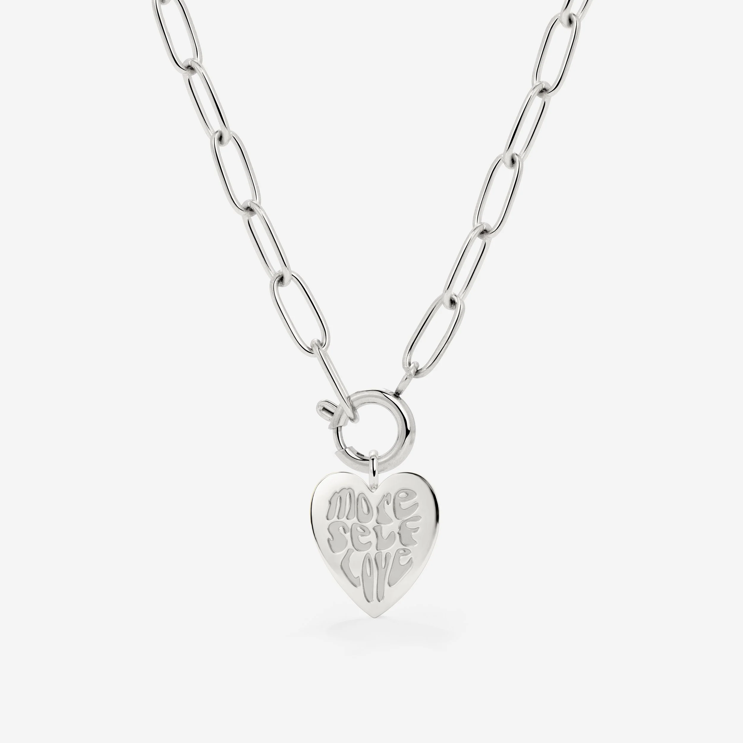 More Self-Love Oval Links Necklace Set Silver