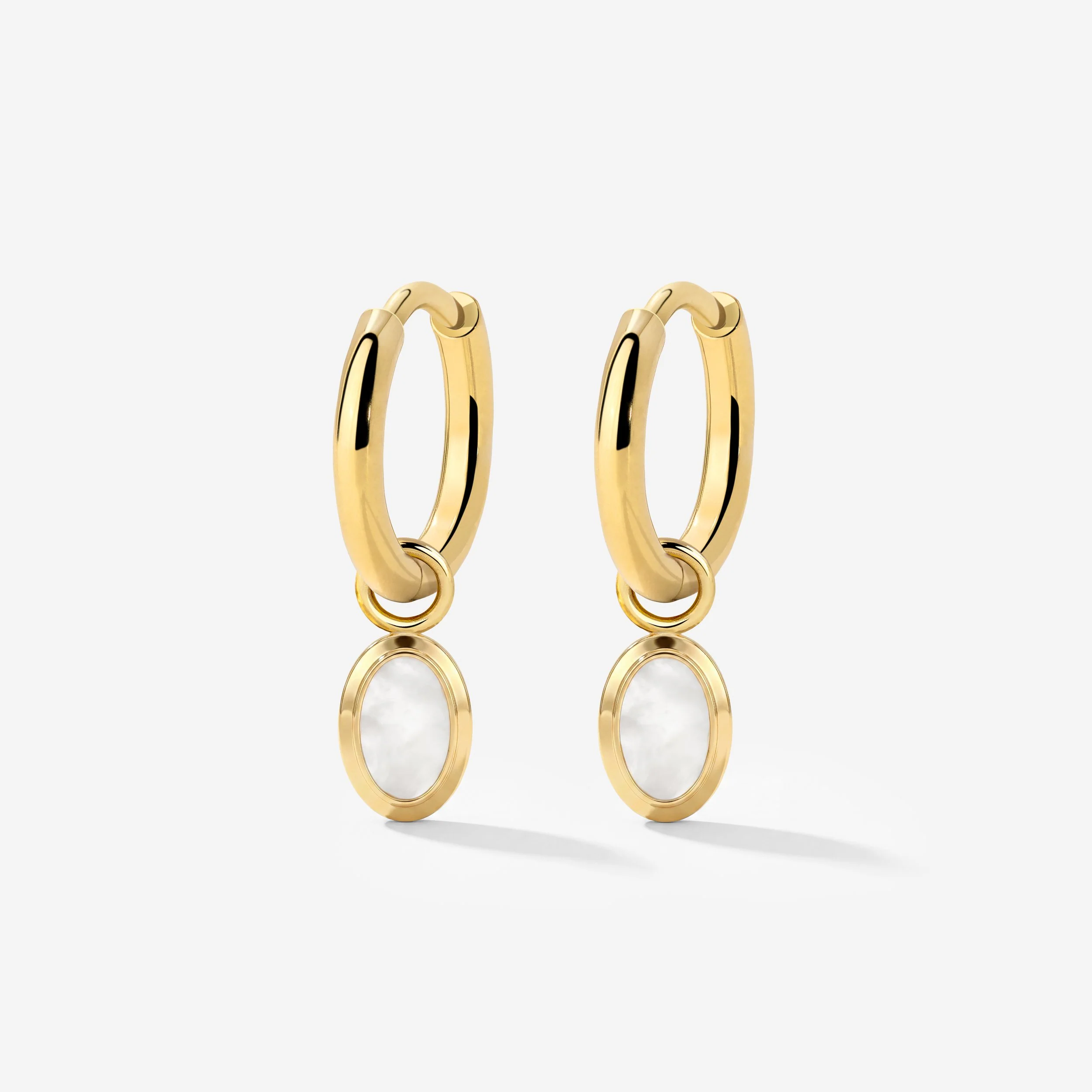 Mother of Pearls Hoop Set Gold
