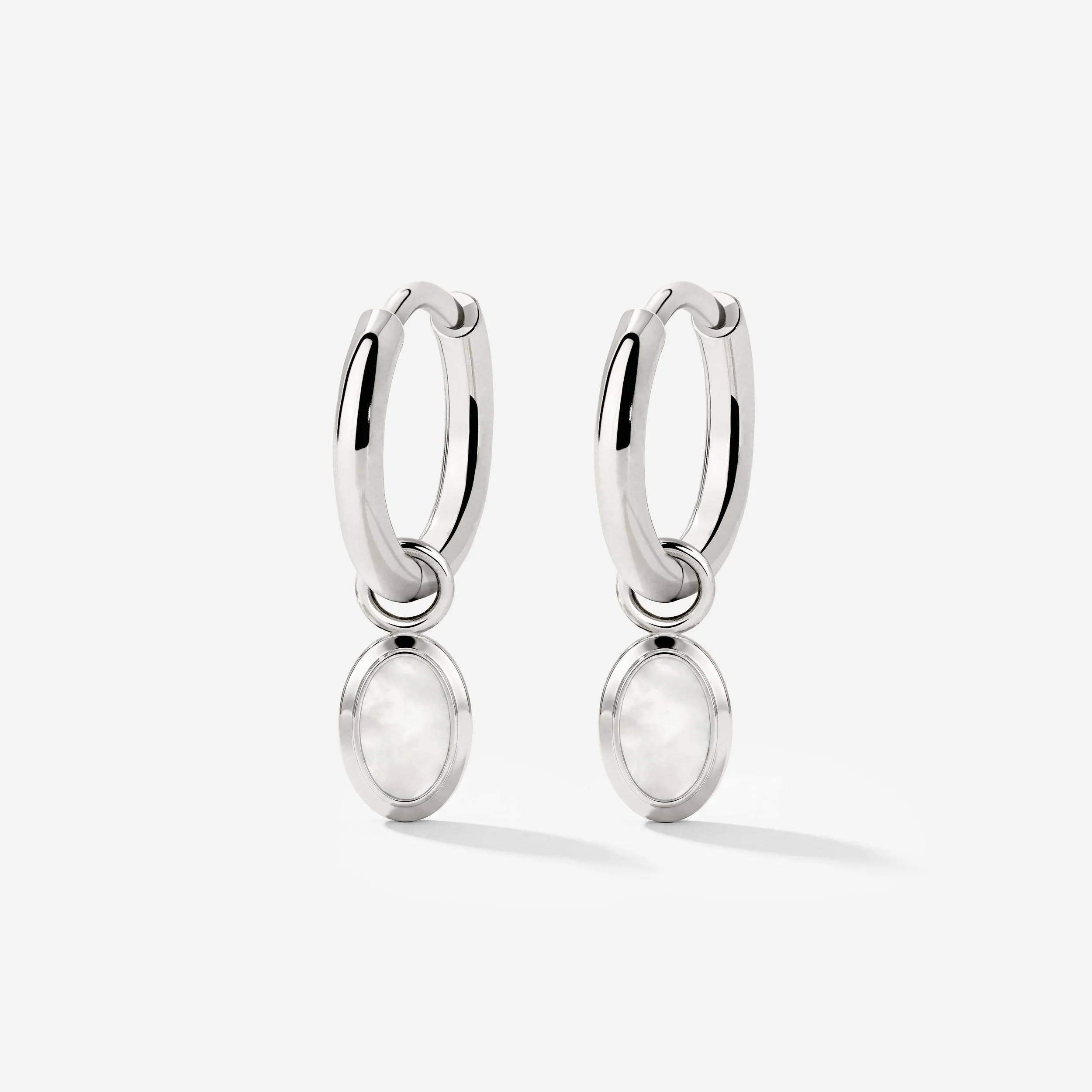 Mother of Pearls Hoop Set Silver