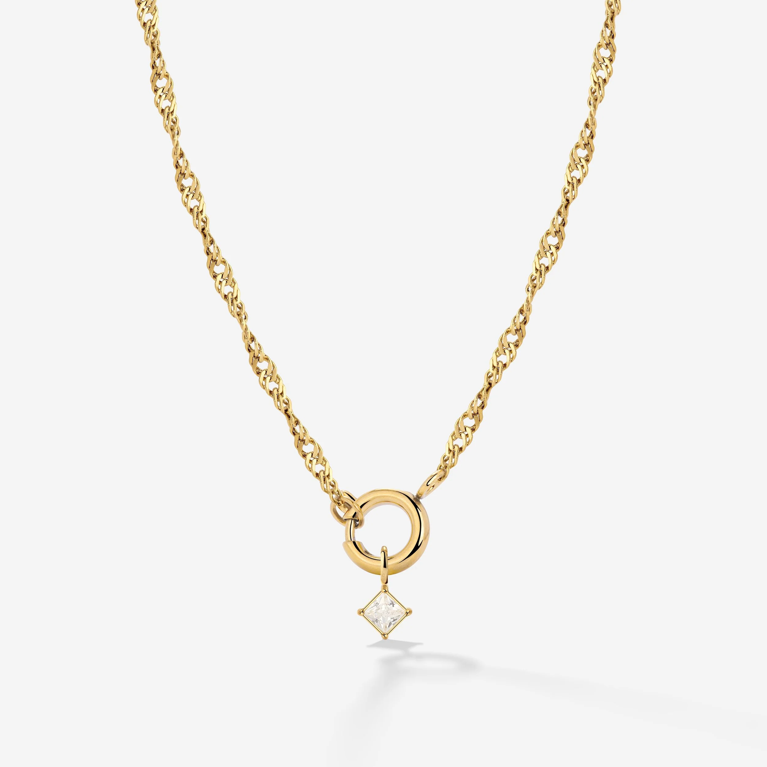 North Star Singapore Chain Necklace Set Stud Earrings Gold
