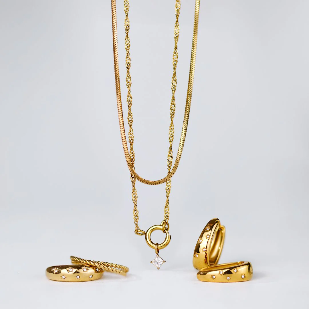 North Star Singapore Chain Necklace Set Rose Gold - Image 5