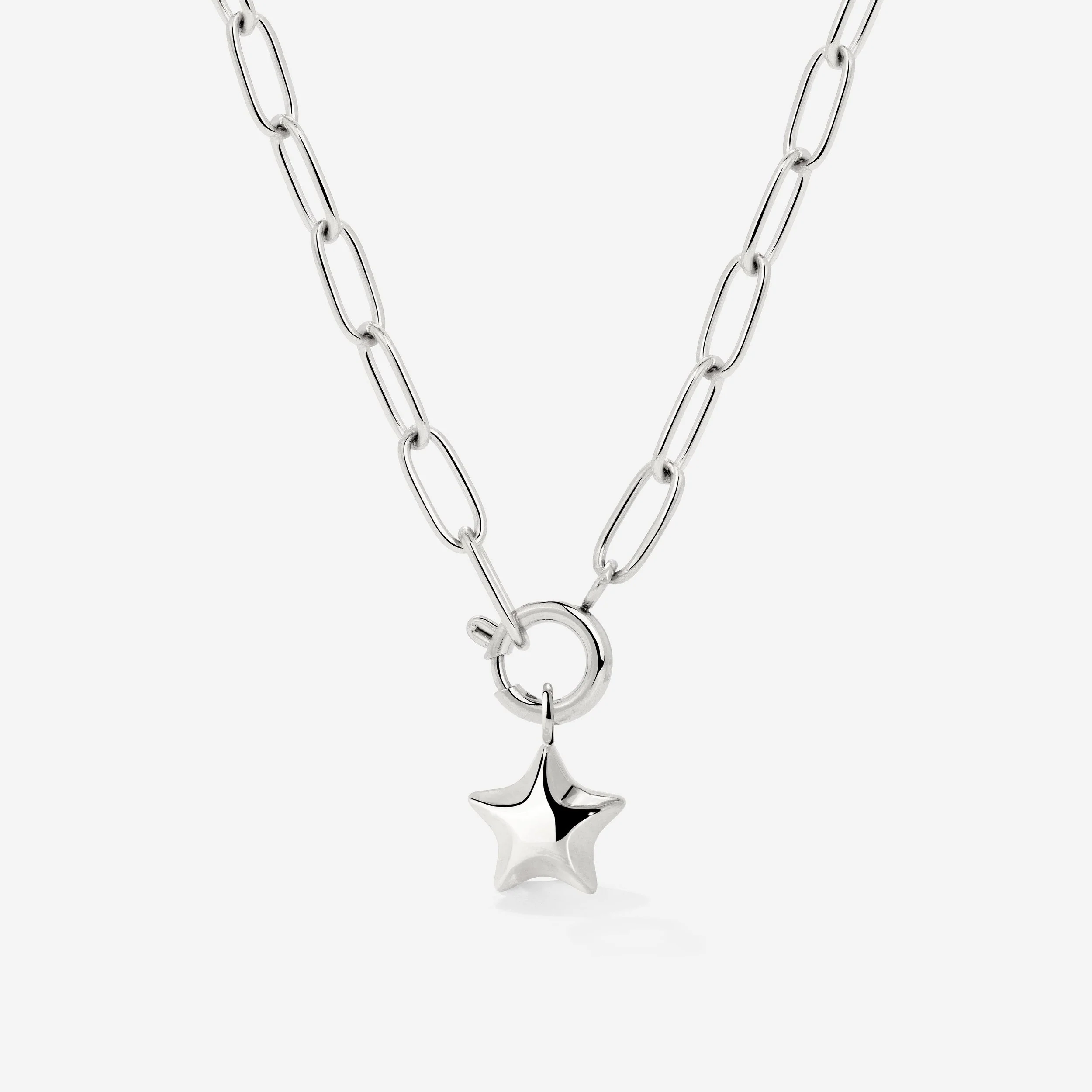 Nova Oval Links Necklace Set Silver