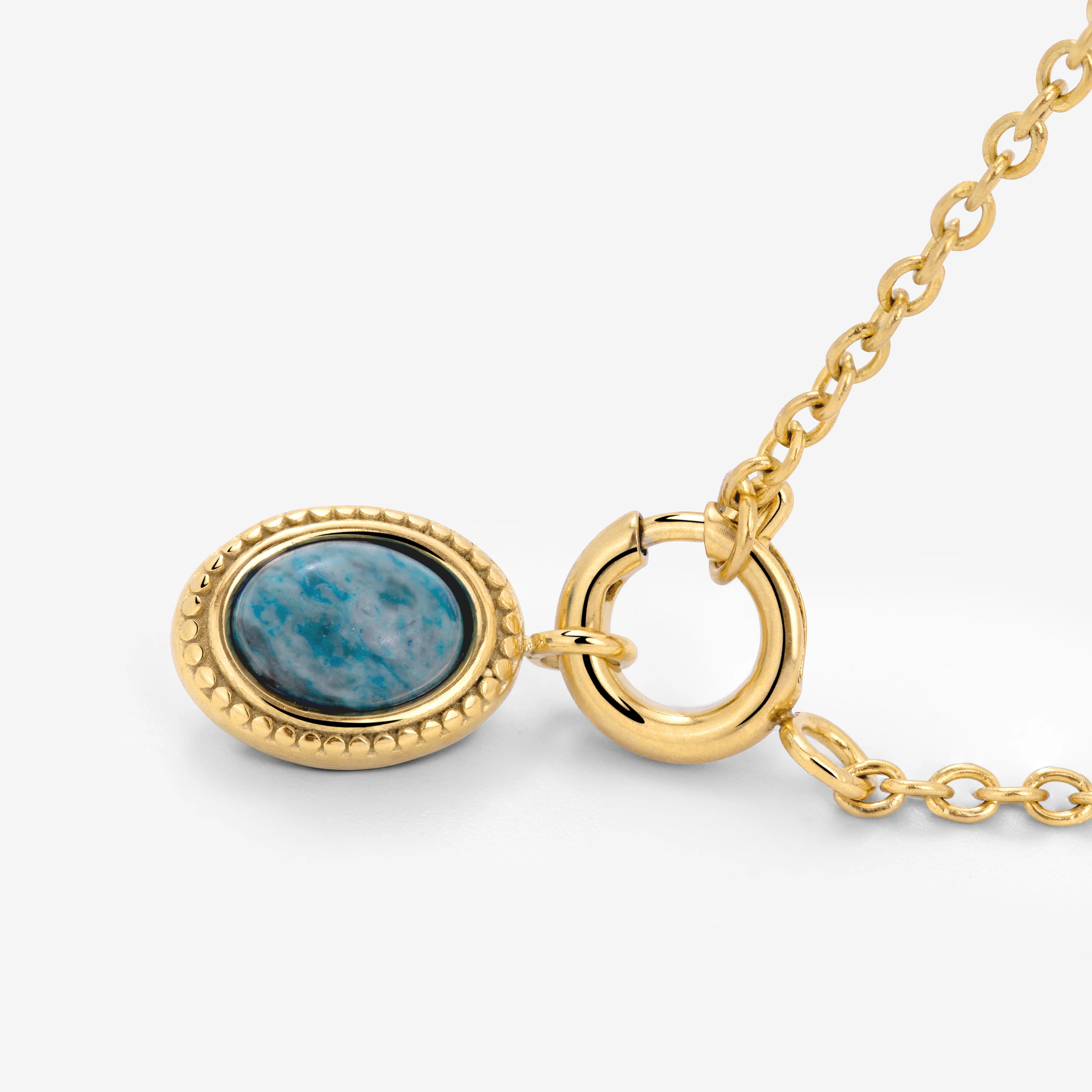 Ocean Agate Classic Chain Necklace Set Gold - Image 3