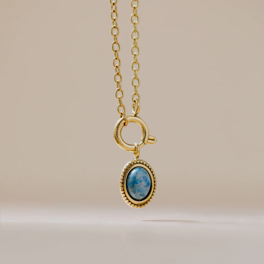 Ocean Agate Classic Chain Necklace Set Gold - Image 4