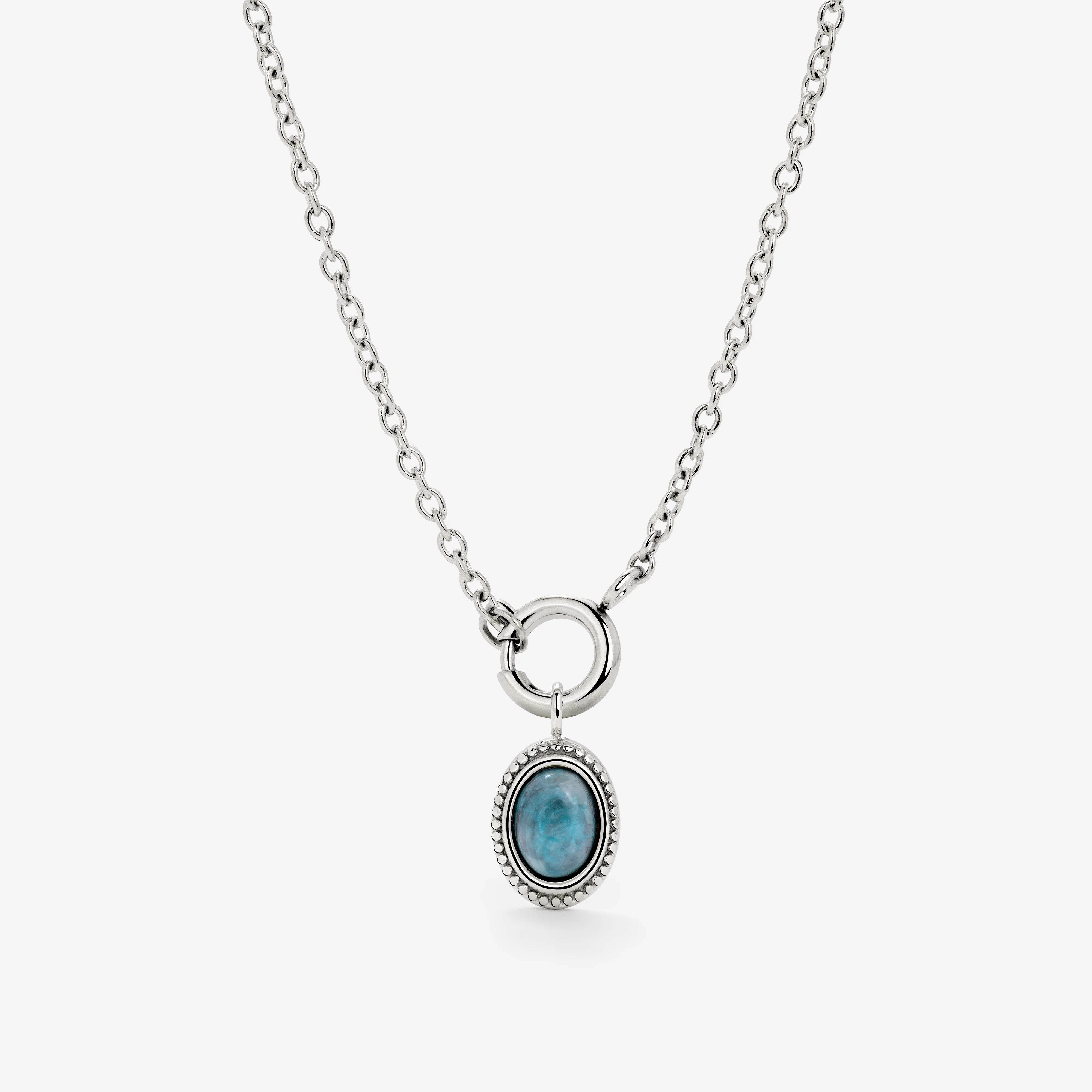 Ocean Agate Classic Chain Necklace Set Silver