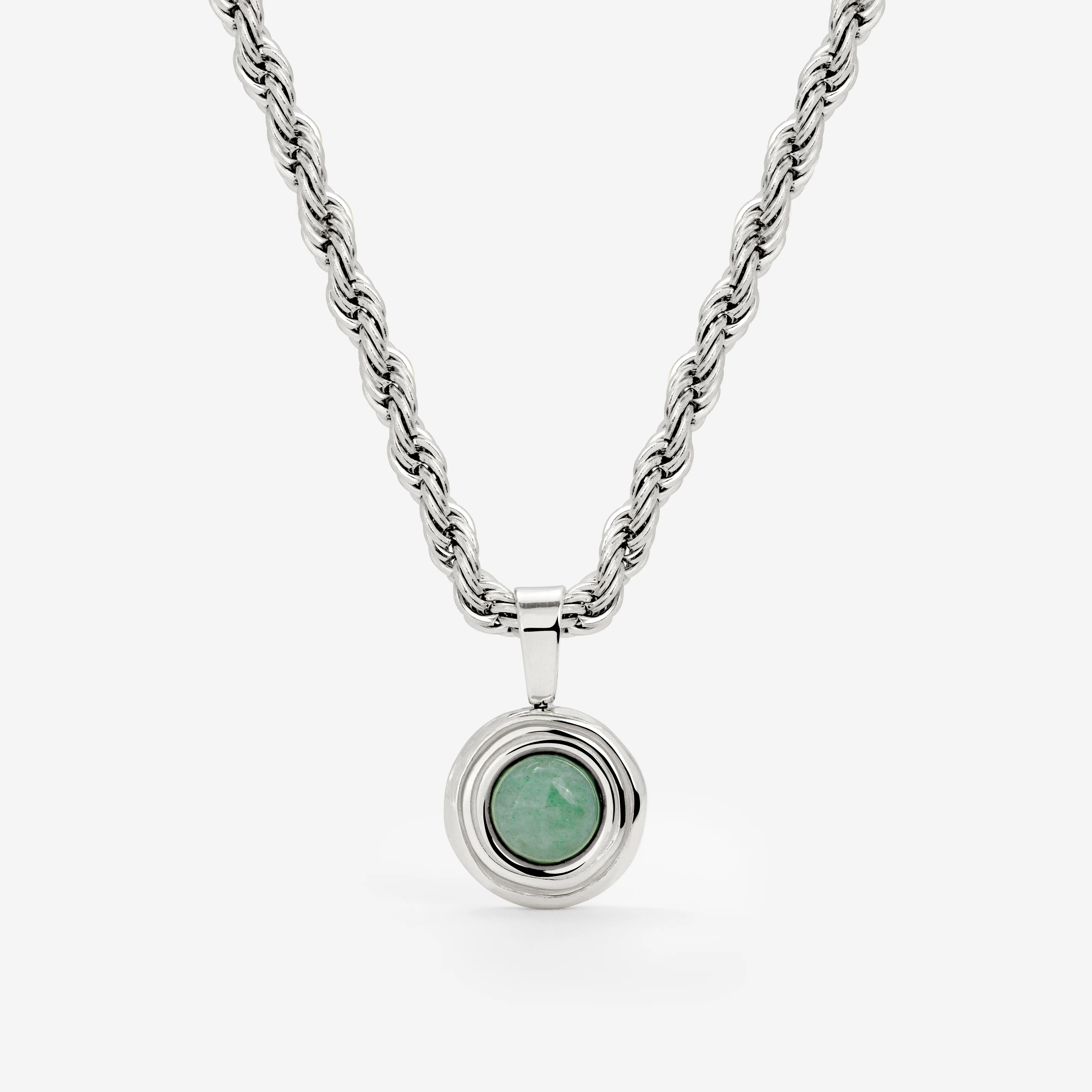 Olive Glow Necklace Silver