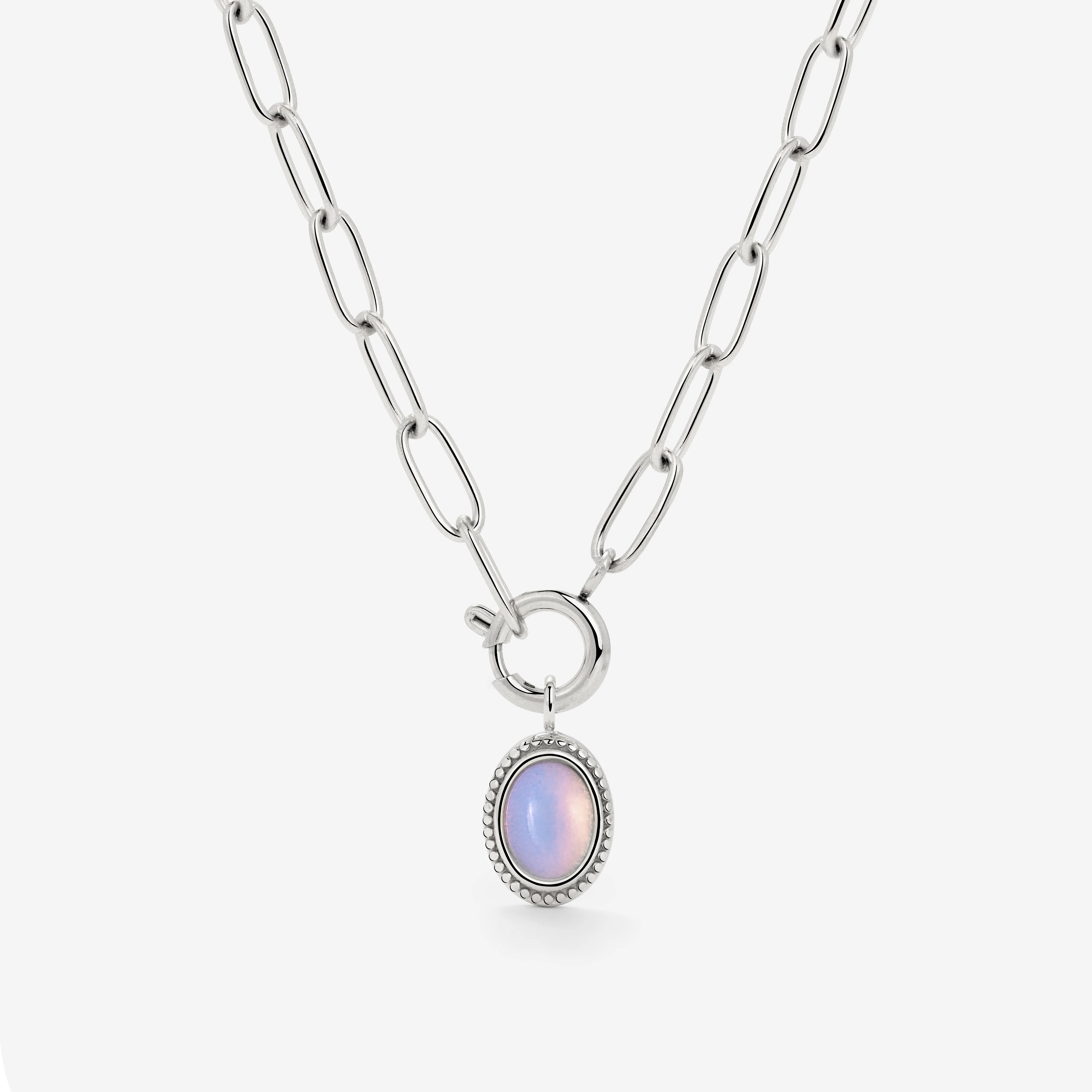 Opaline Oval Links Necklace Set Silver