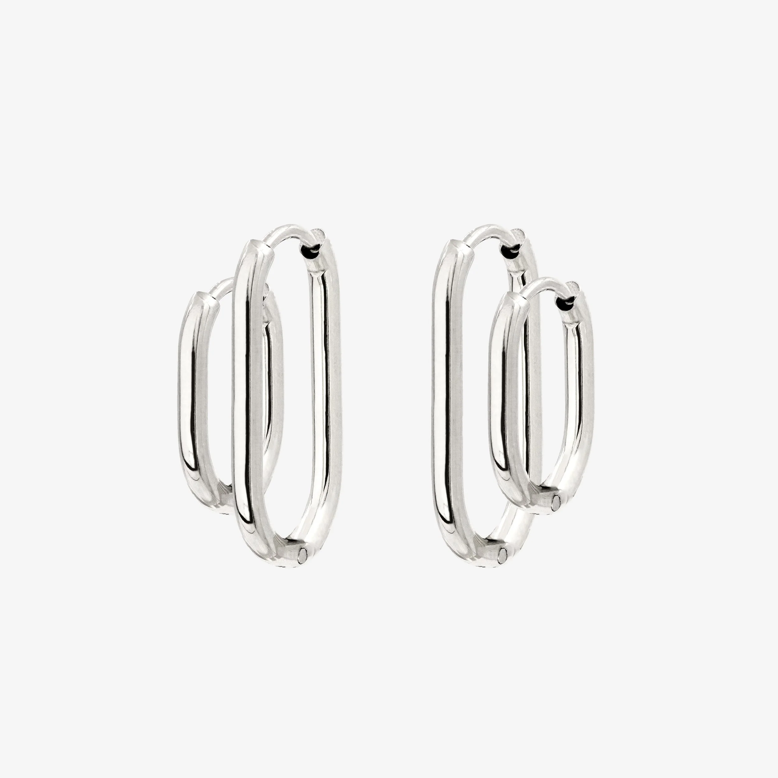 Oval Clean Hoop Set Silver