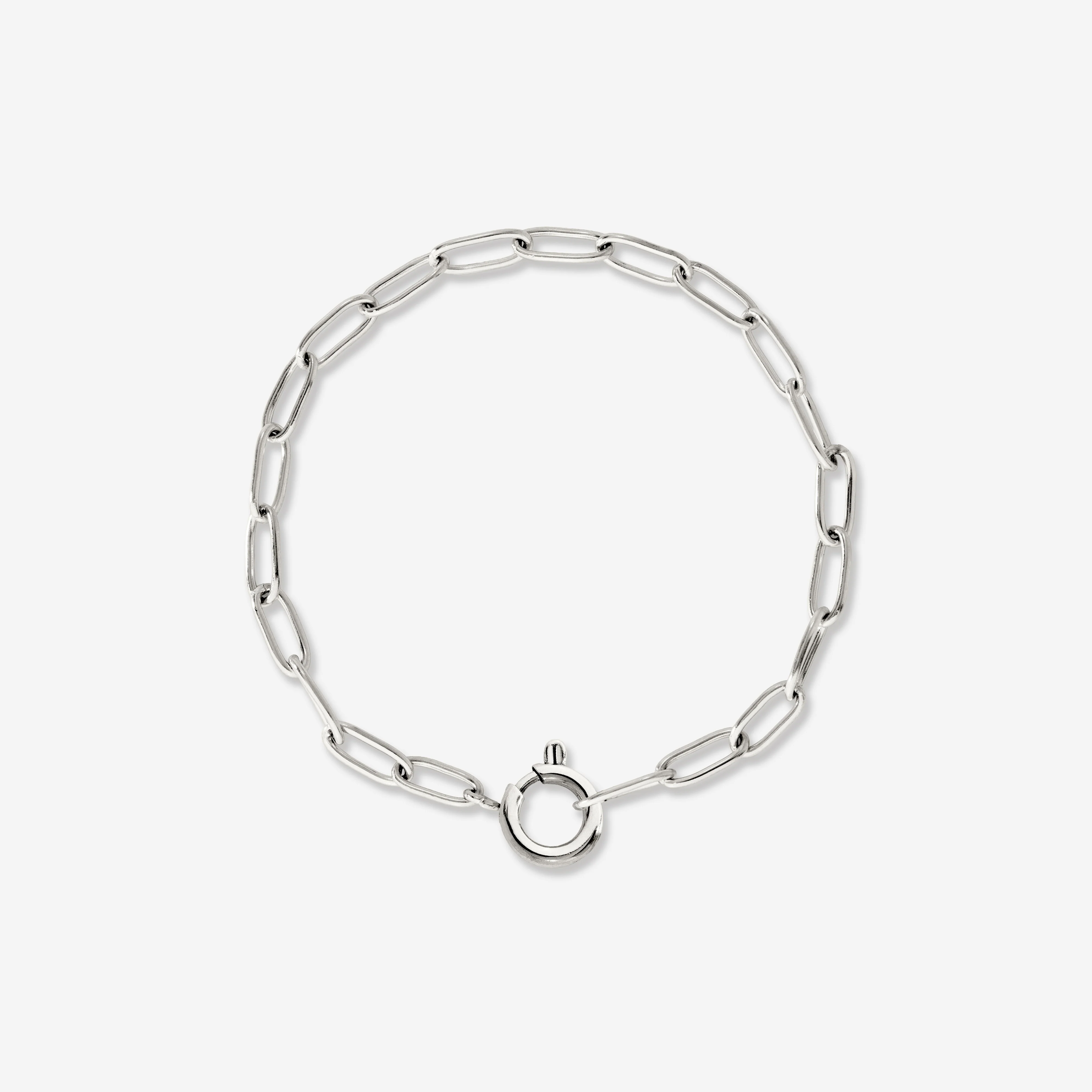 Oval Links Charm Bracelet Silver