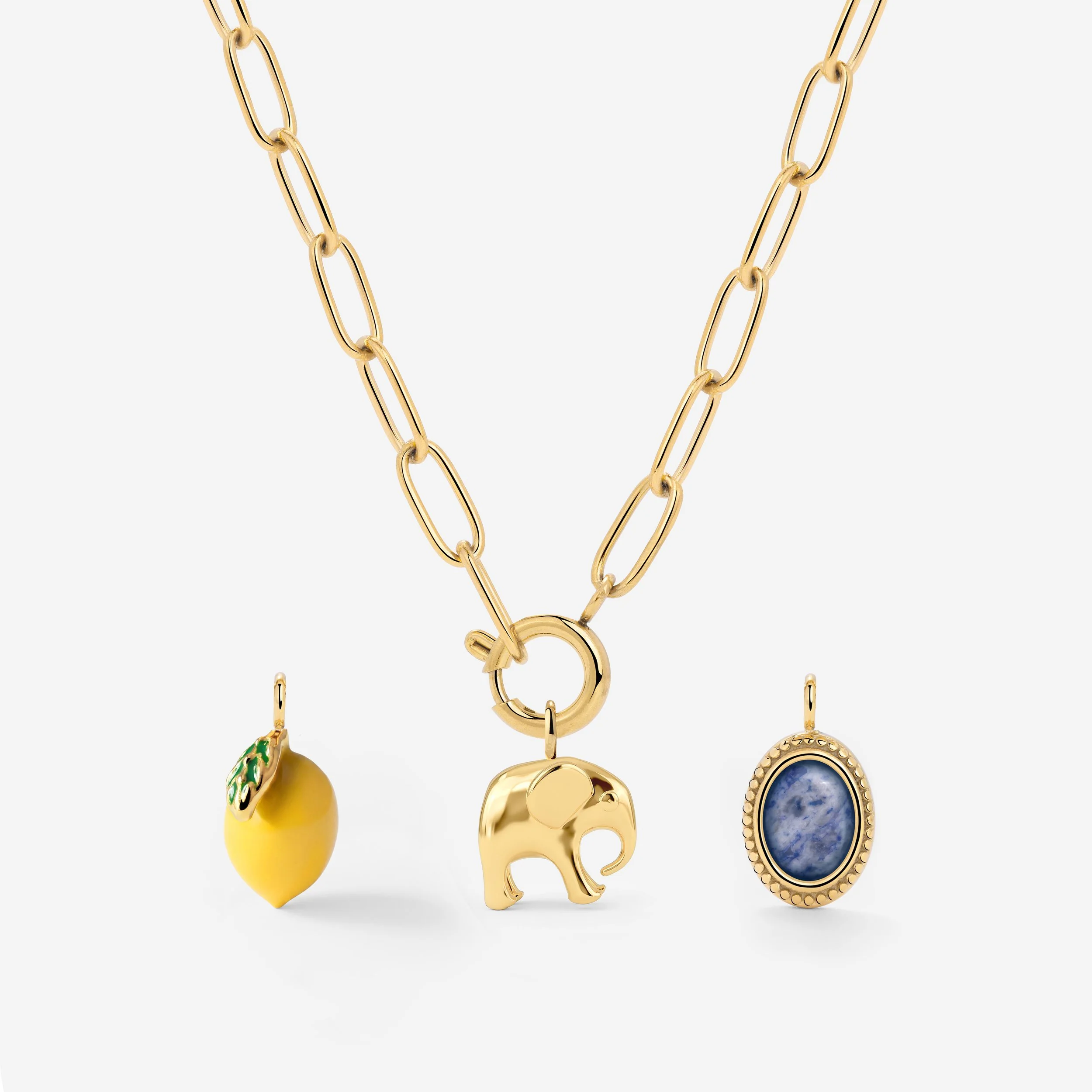 Oval Links Charm Necklace Set