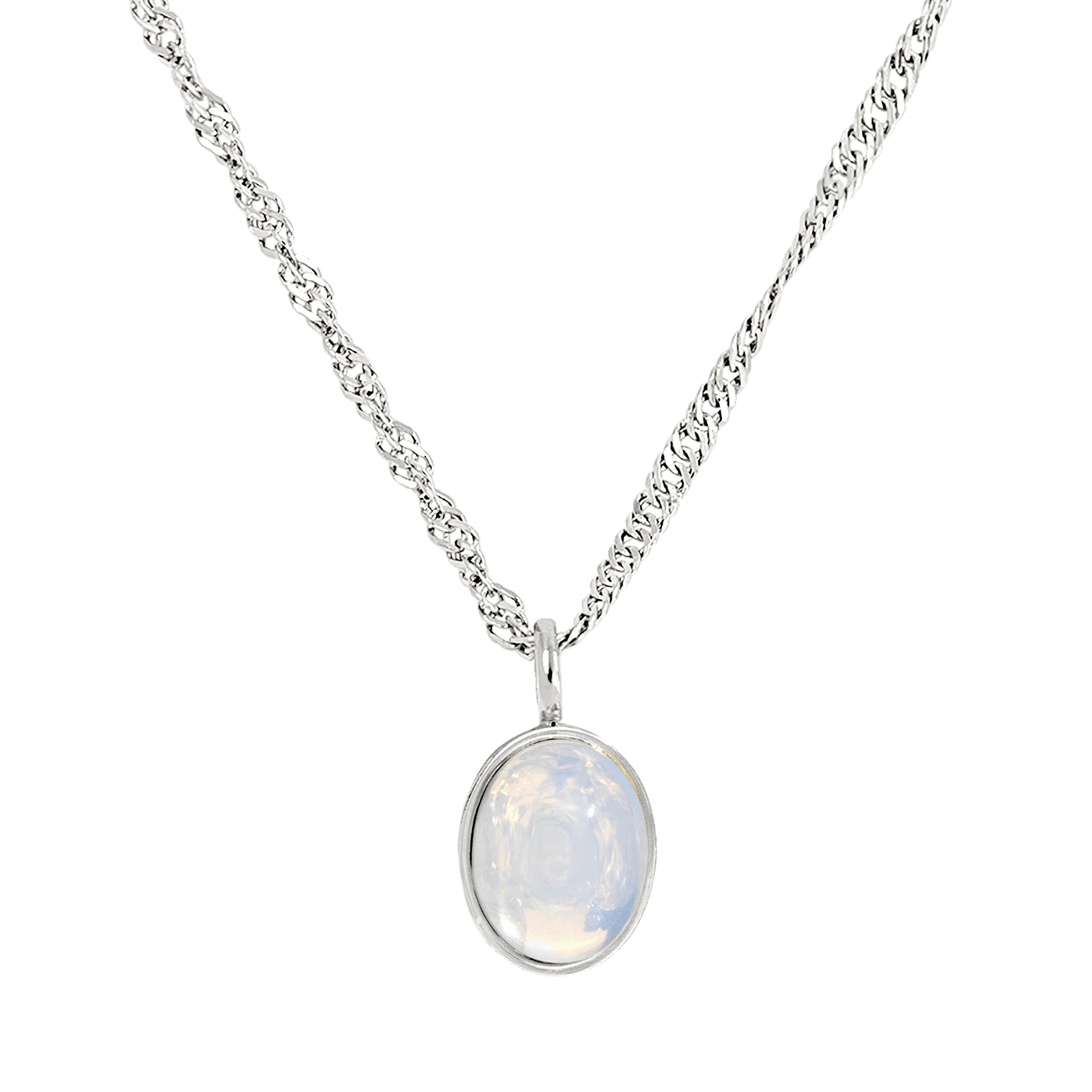 Oval Pendant Necklace Silver