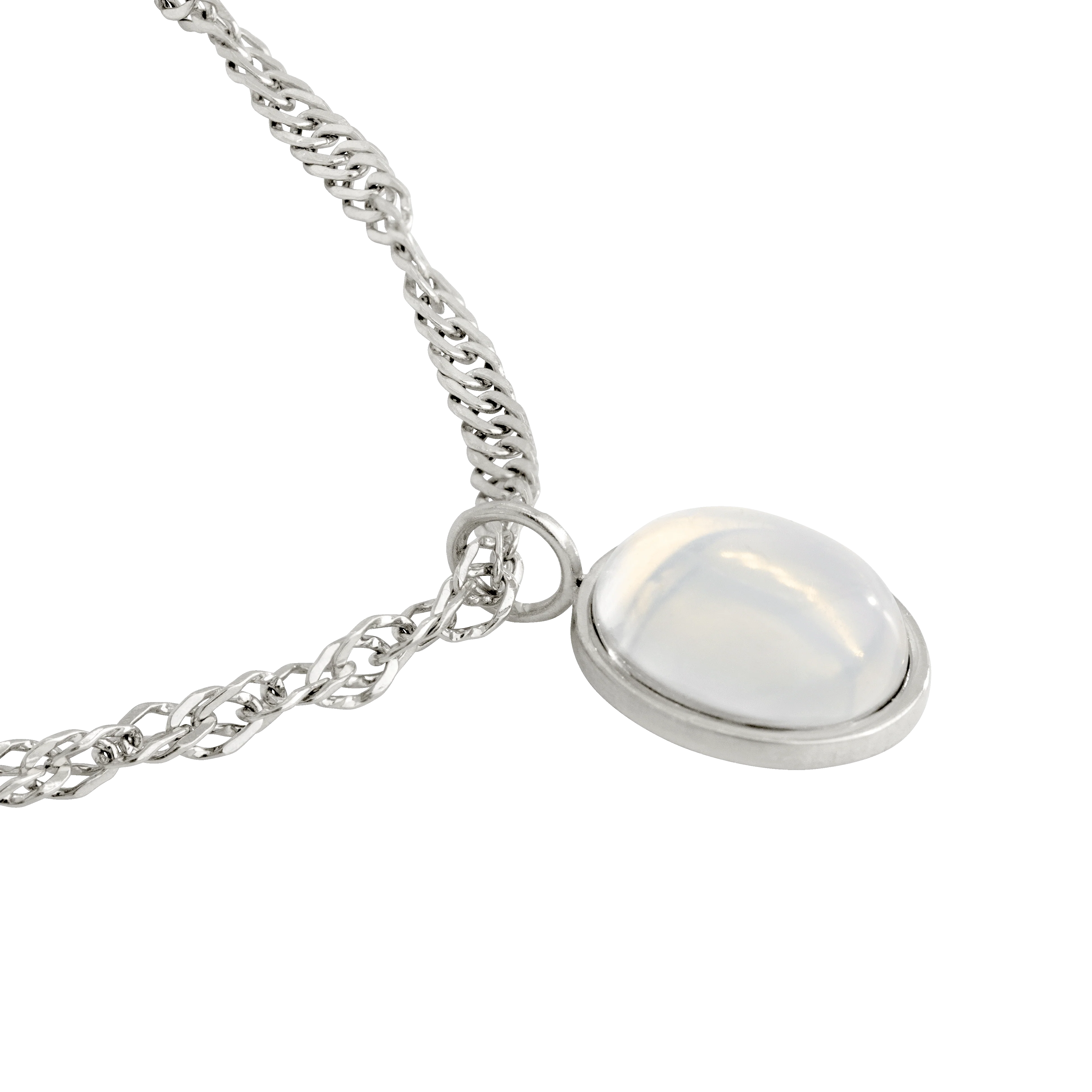 Oval Pendant Necklace Silver - Image 3