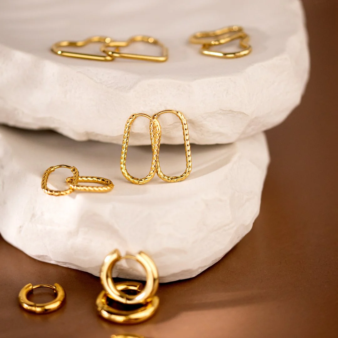 Oval Twisted Hoop Set Rose Gold - Image 5