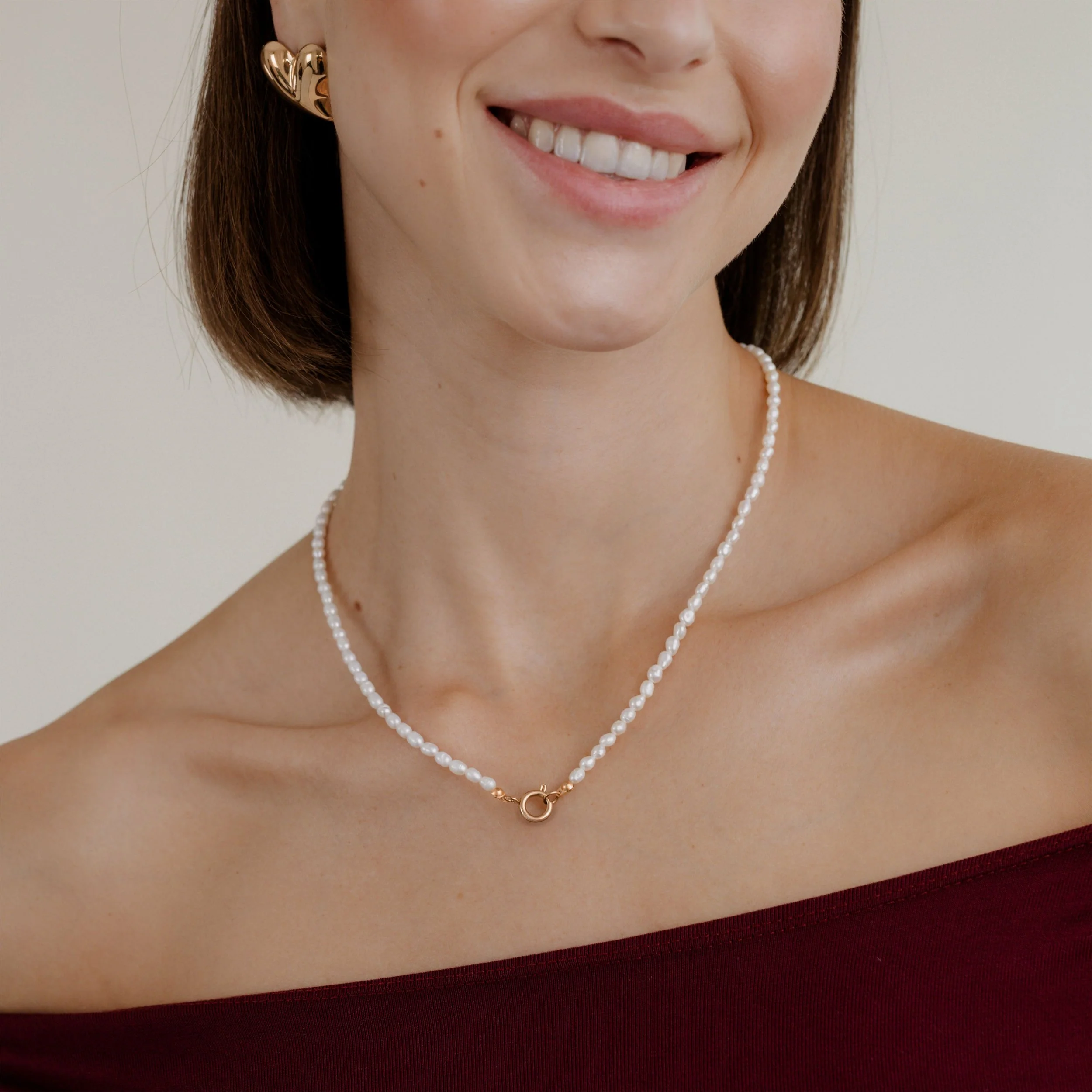Pearly Charm Necklace Rose Gold - Image 2